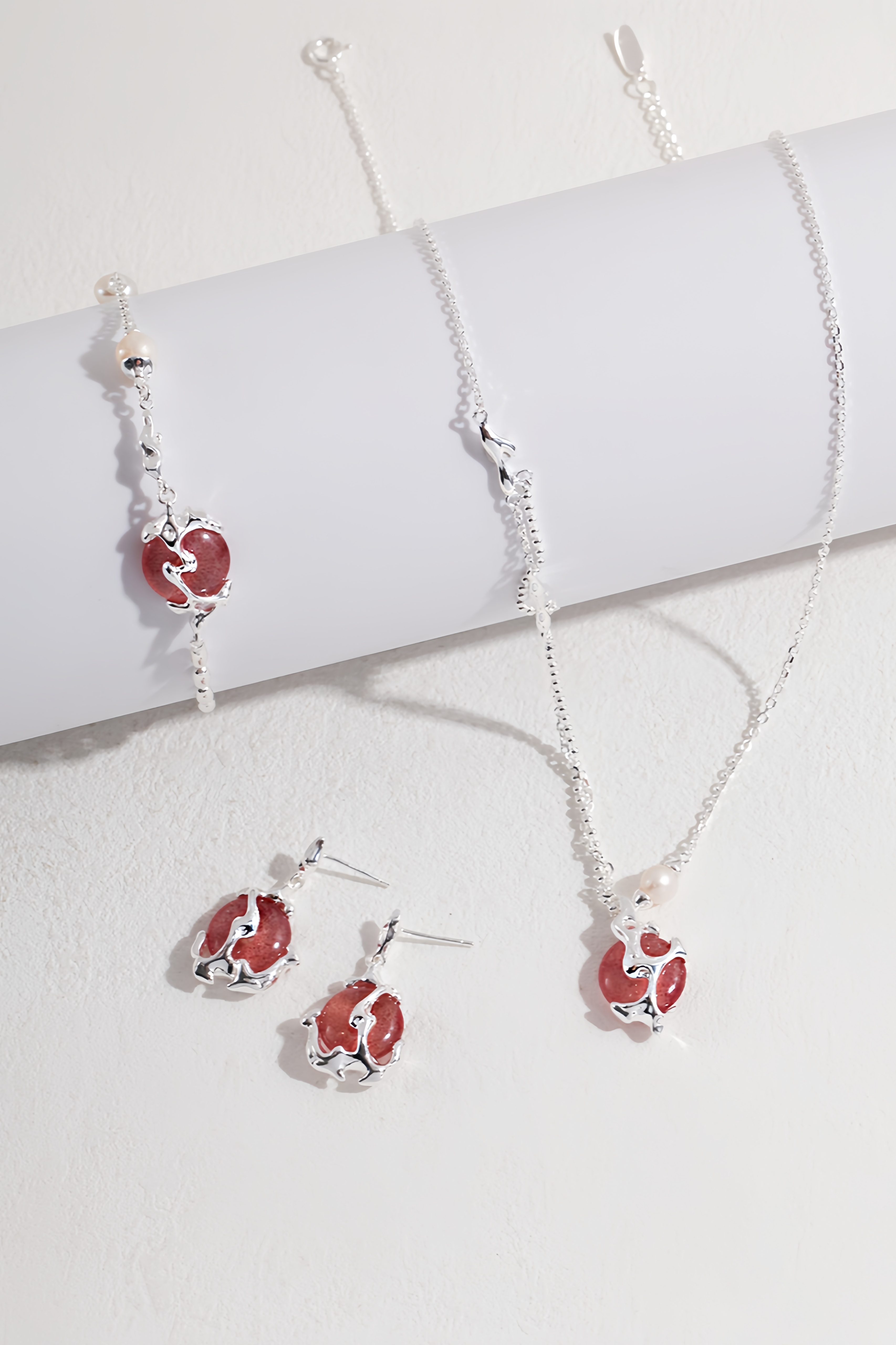  18K S925 sterling silver fashion temperament strawberry crystal series