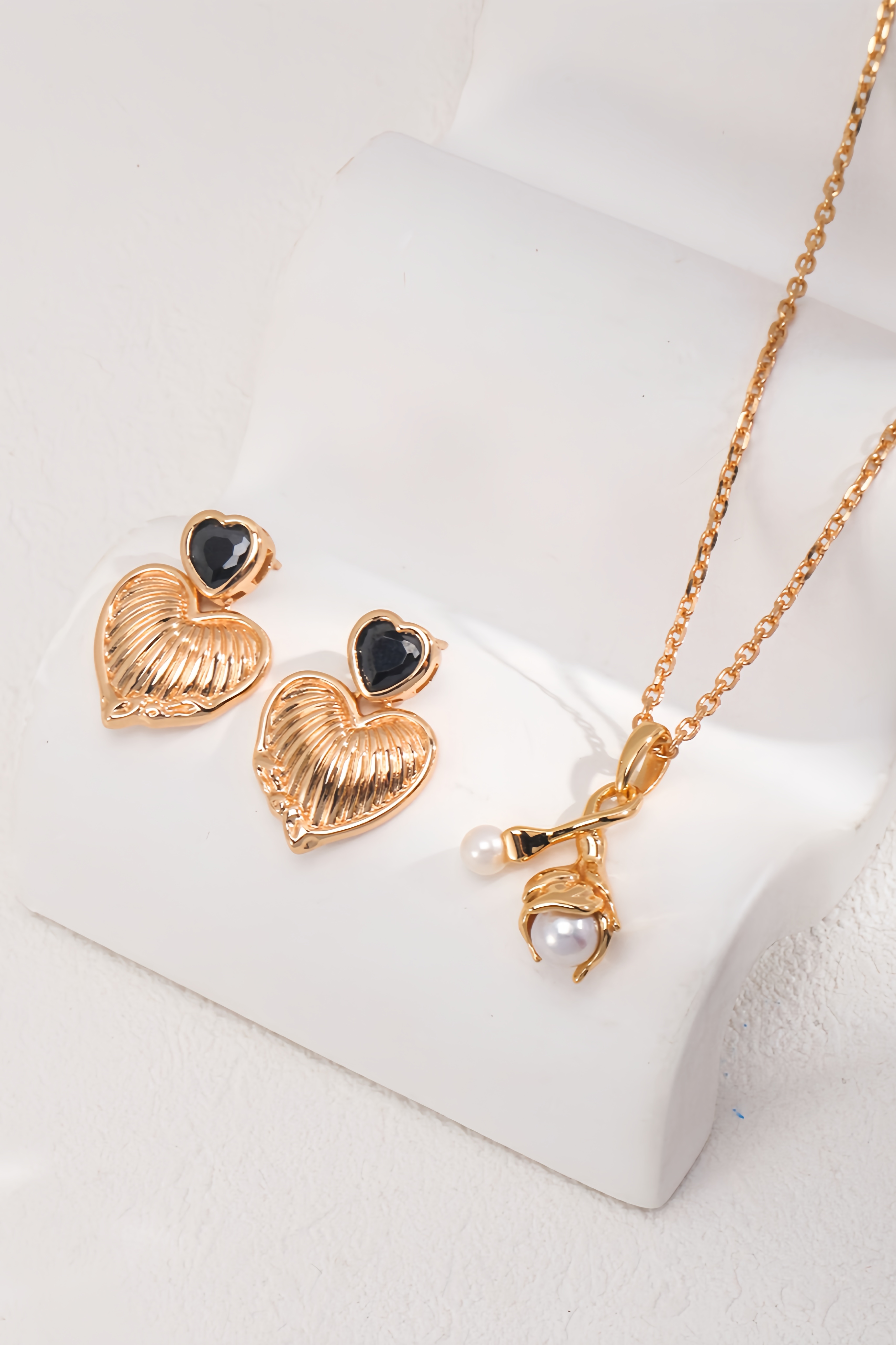 18K S925 sterling silver retro fashion temperament earrings necklace