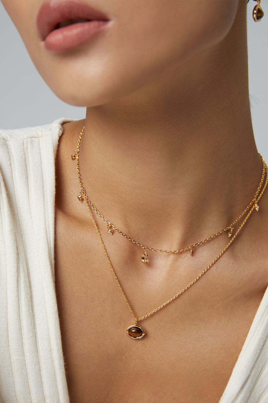 18K S925 Sterling Silver Fashion Tiger Eye Stone Collection