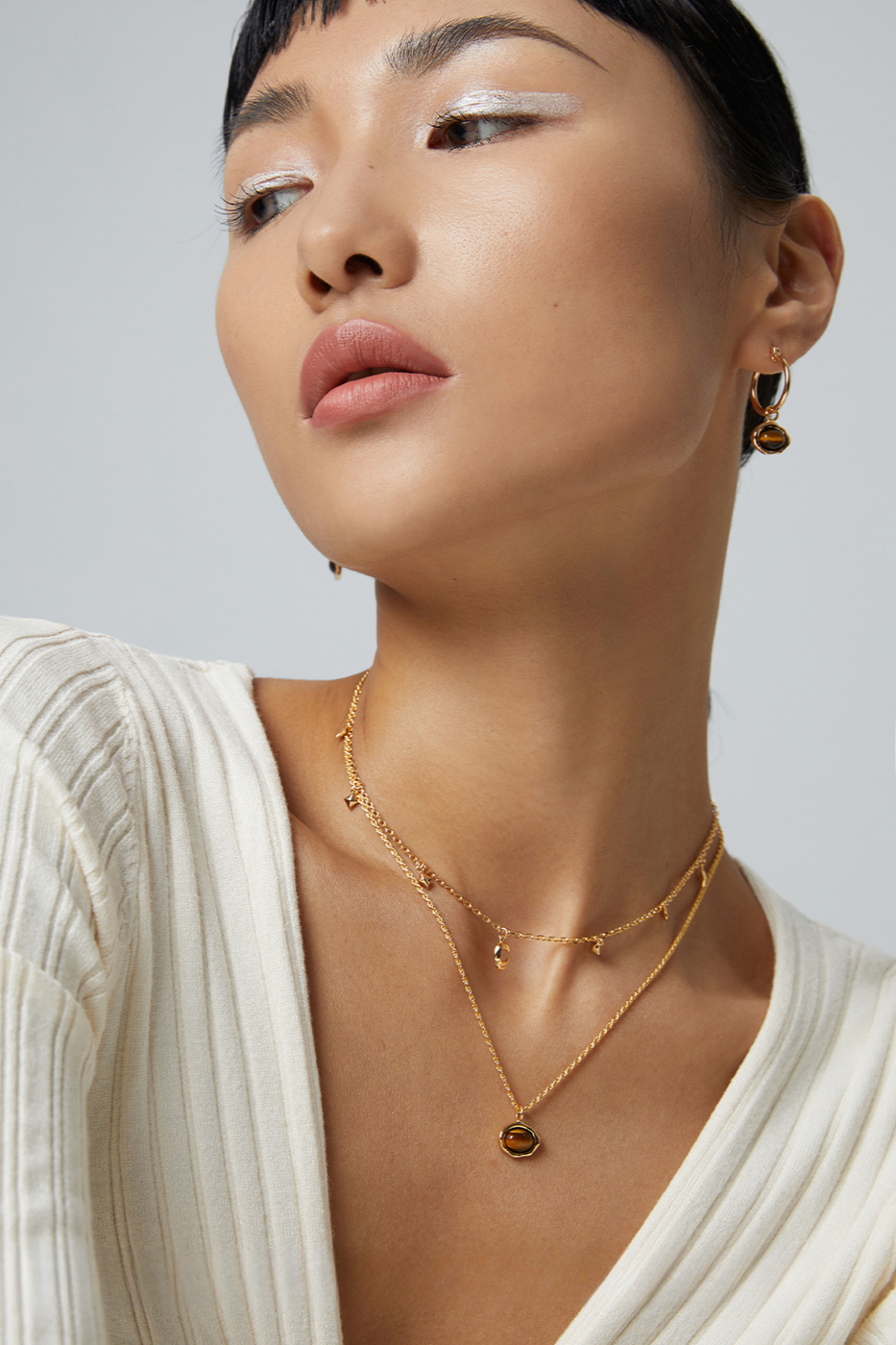 18K S925 Sterling Silver Fashion Tiger Eye Stone Collection