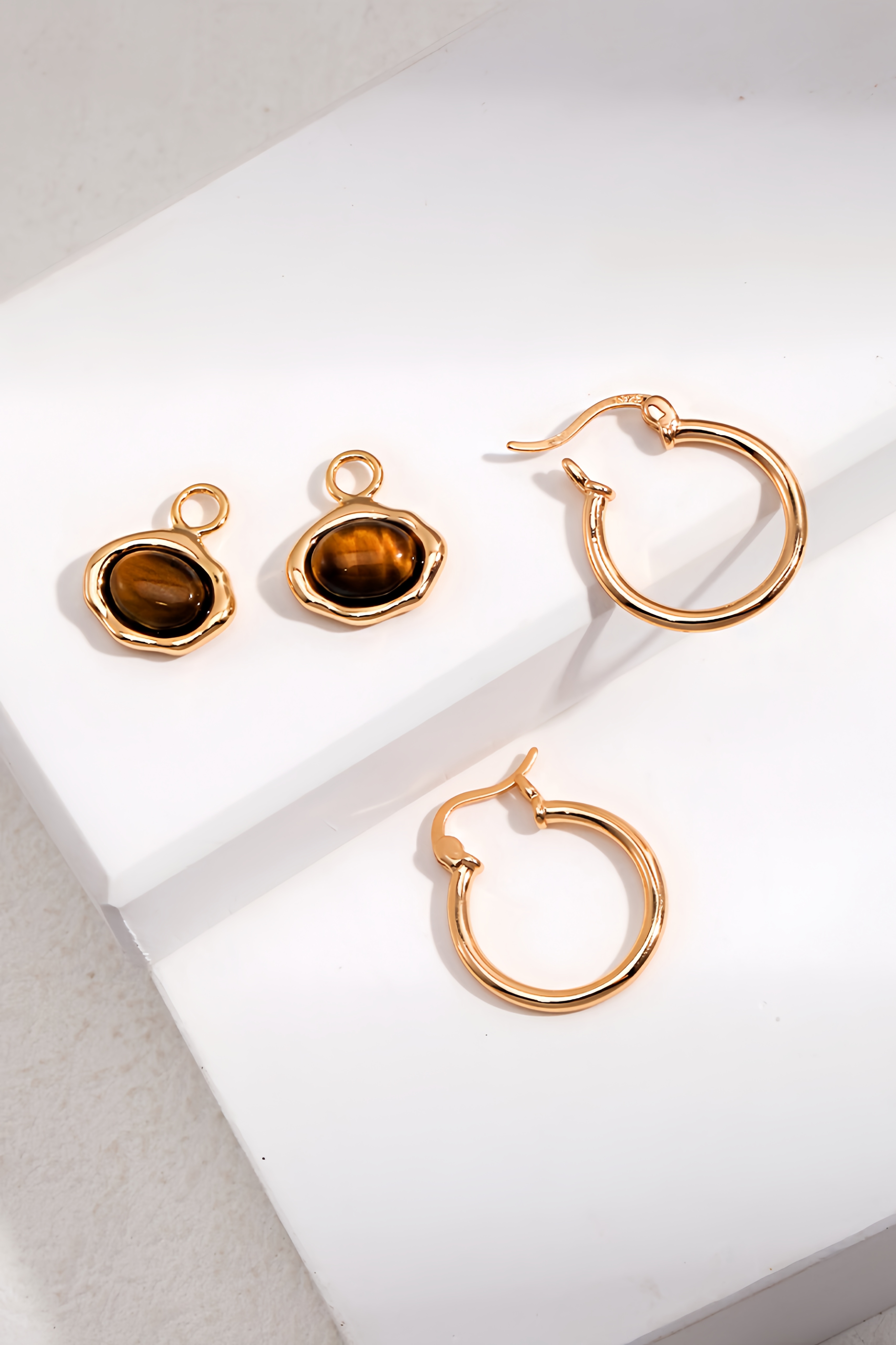 18K S925 Sterling Silver Fashion Tiger Eye Stone Collection