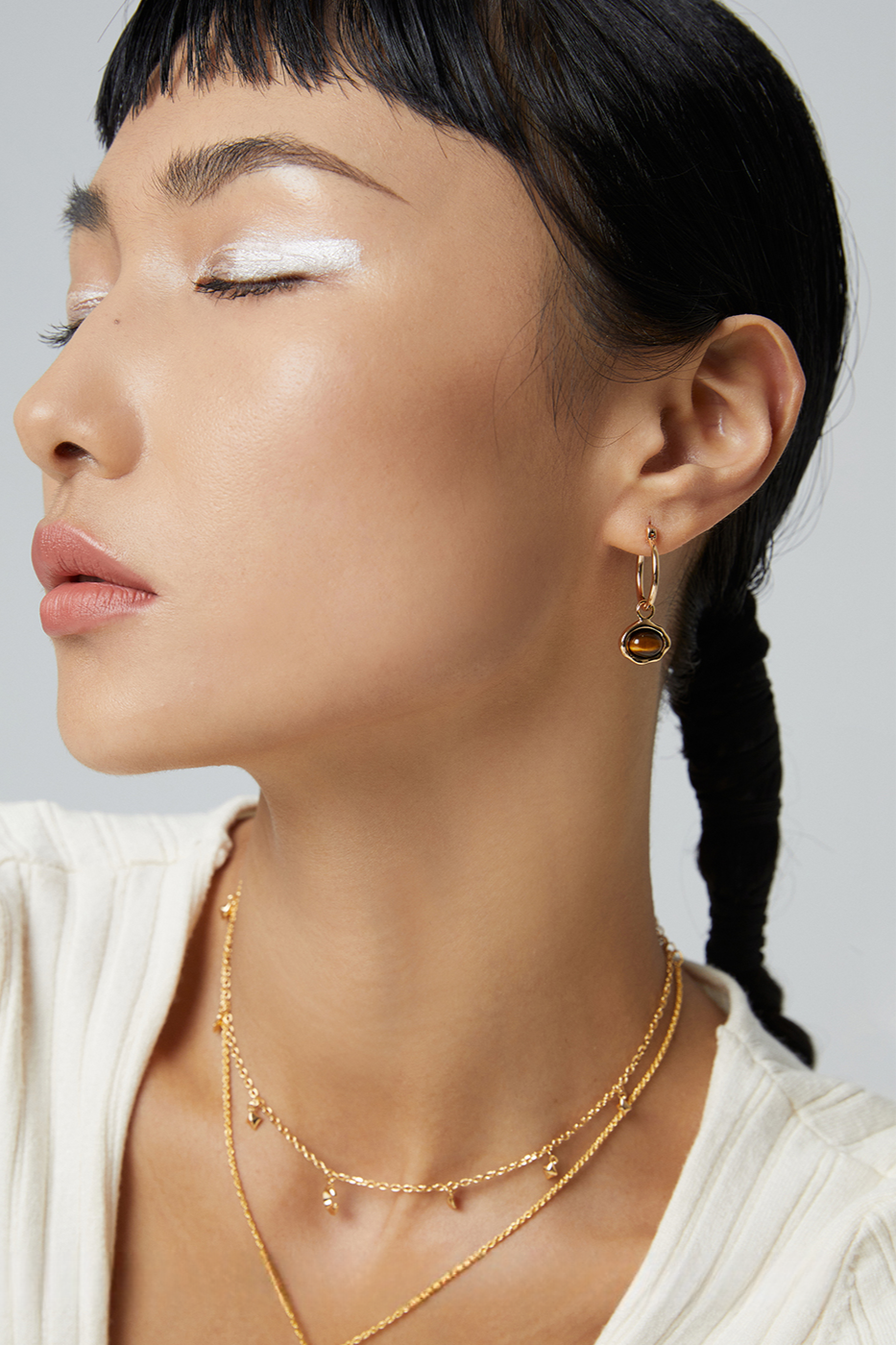 18K S925 Sterling Silver Fashion Tiger Eye Stone Collection