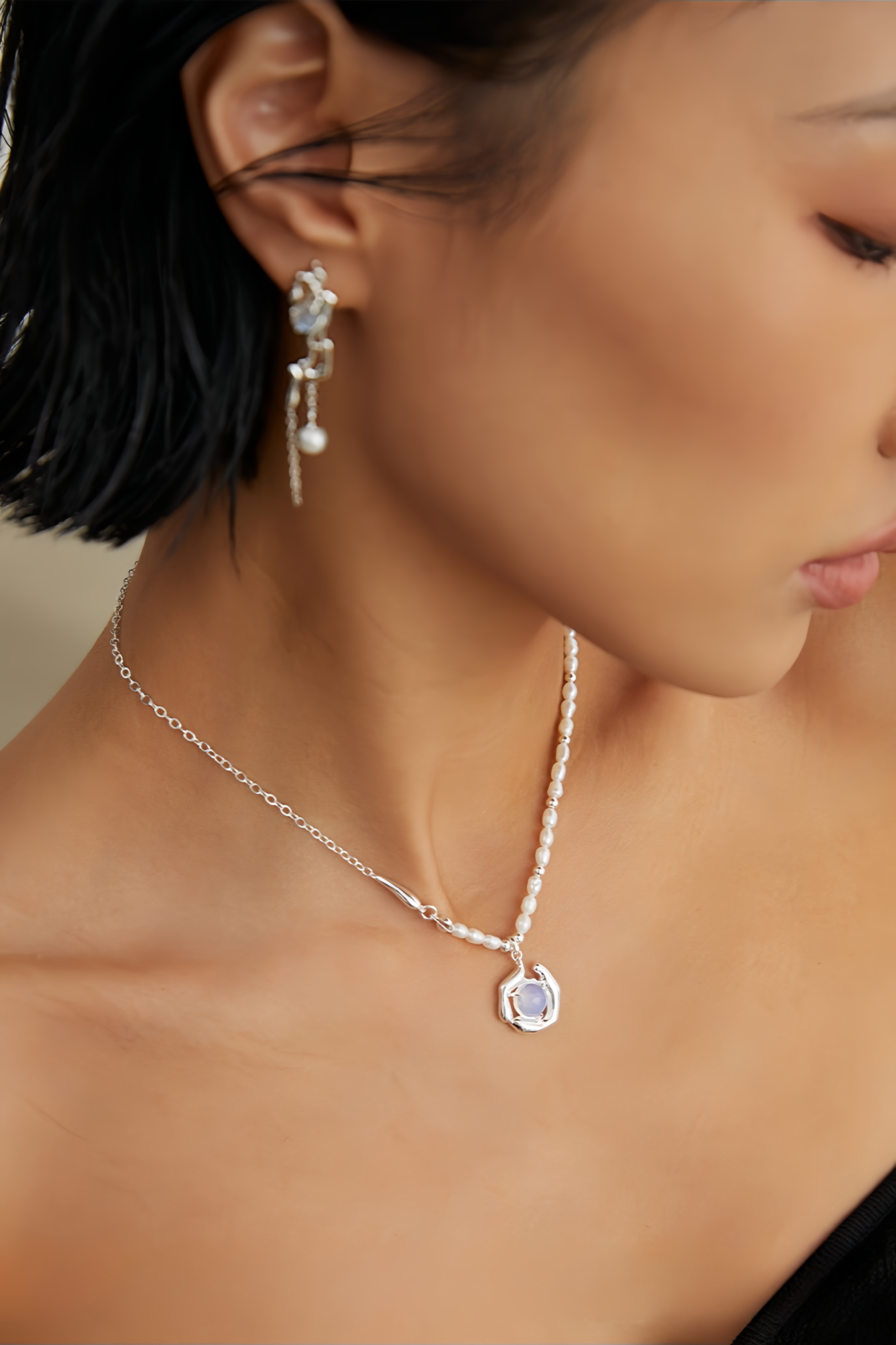  18K S925 sterling silver temperament fashion opal pearl series