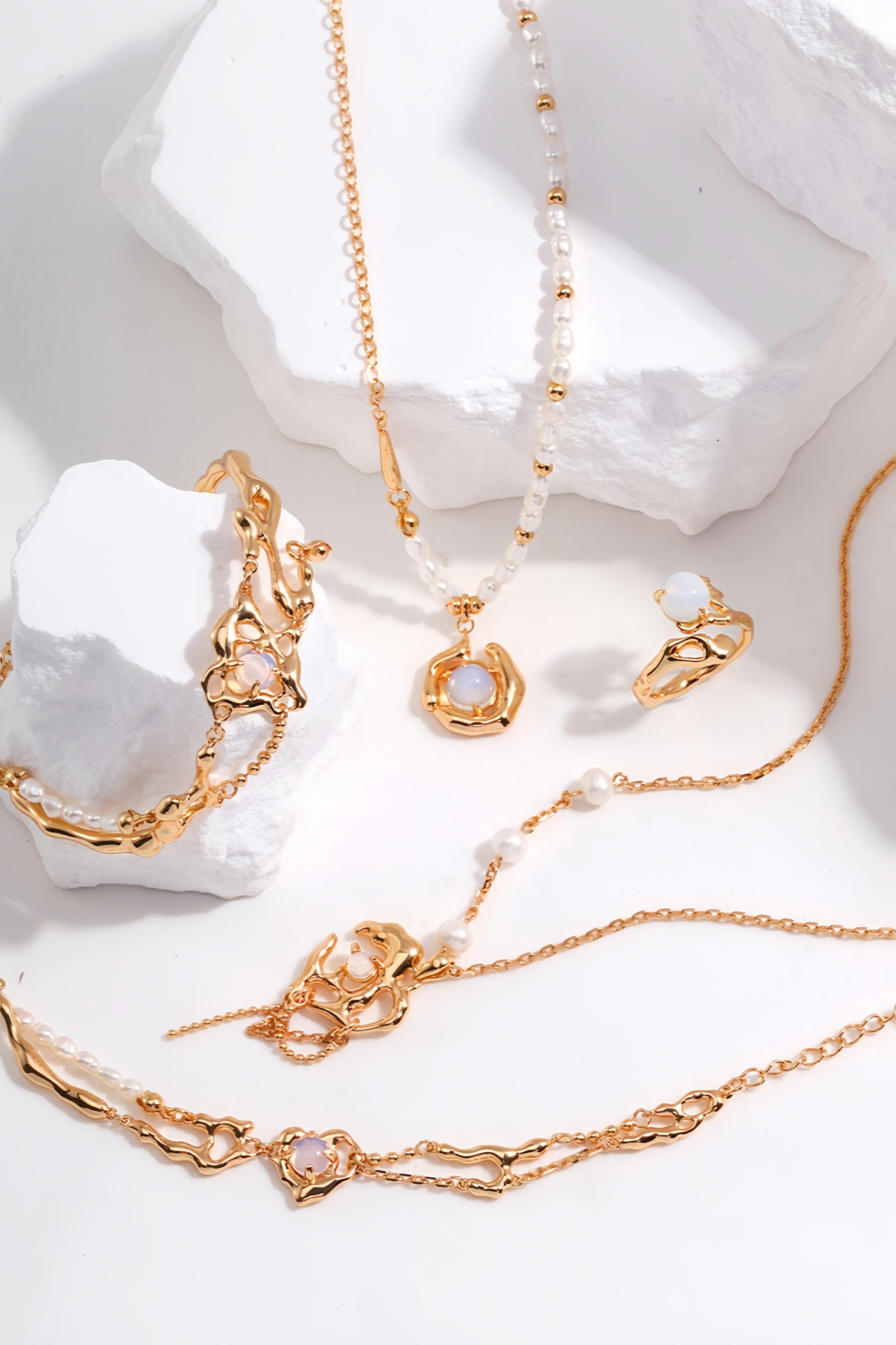  18K S925 sterling silver temperament fashion opal pearl series