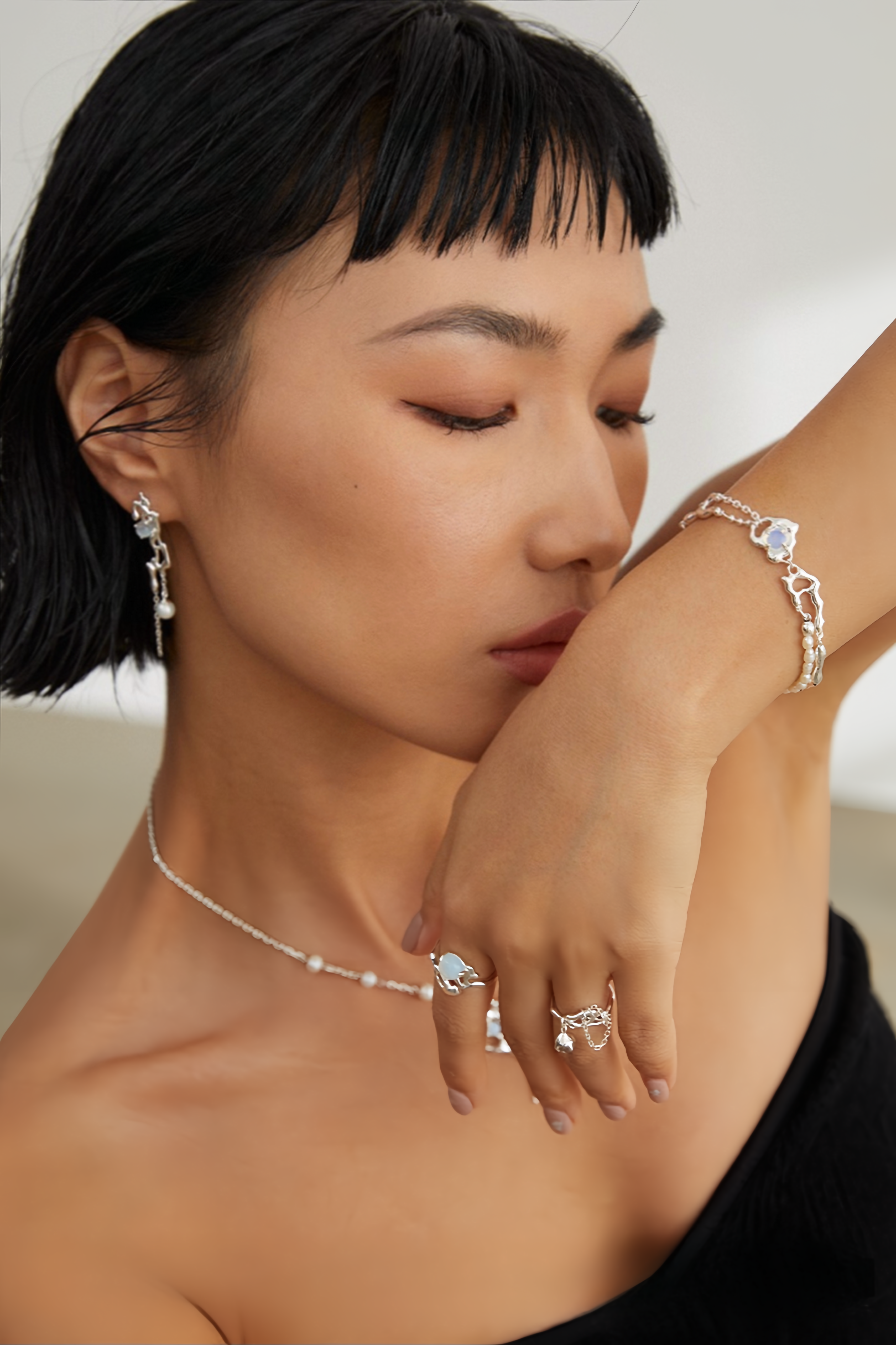  18K S925 sterling silver temperament fashion opal pearl series