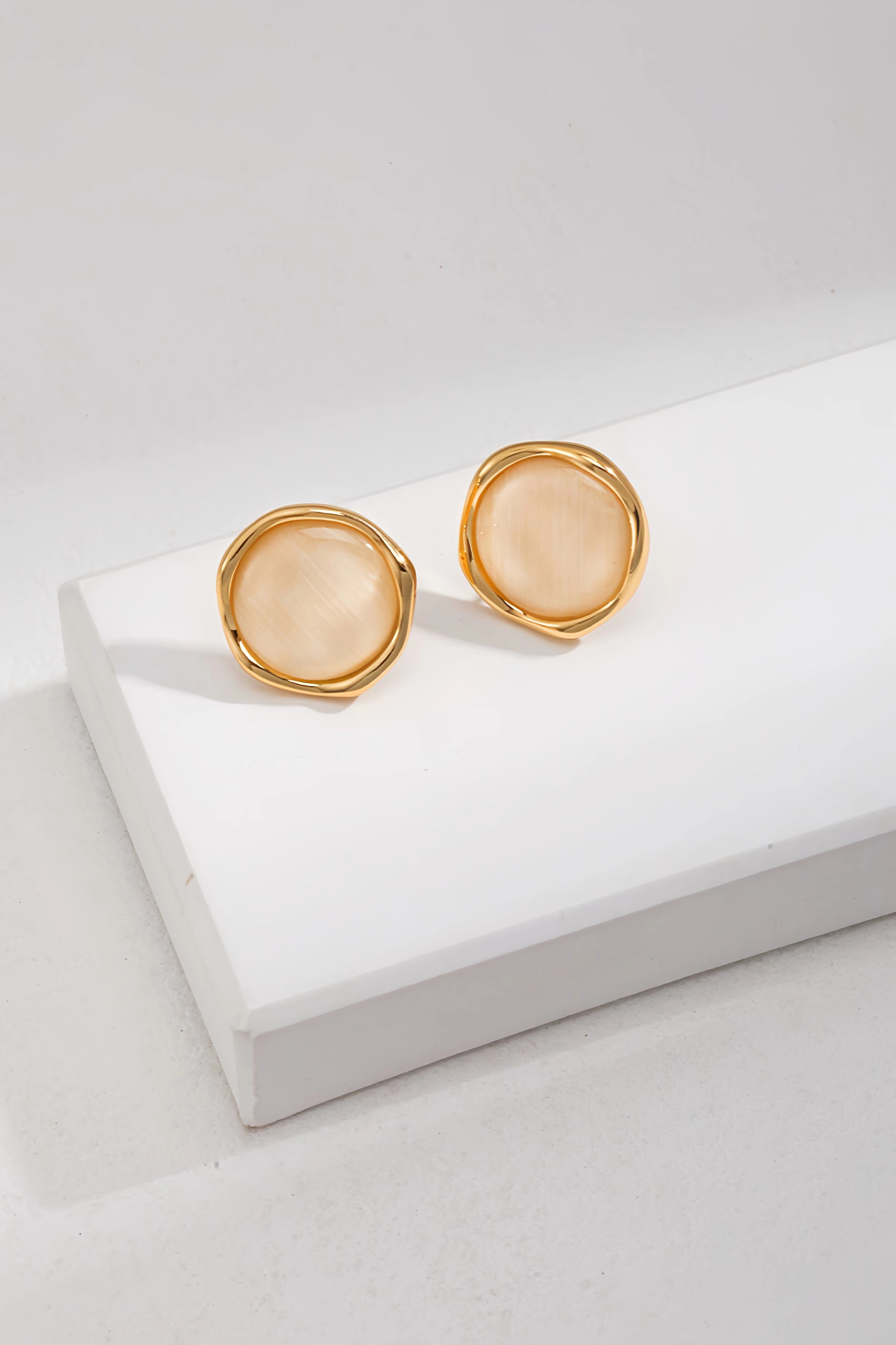 18K S925 sterling silver cat's eye stone temperament earrings