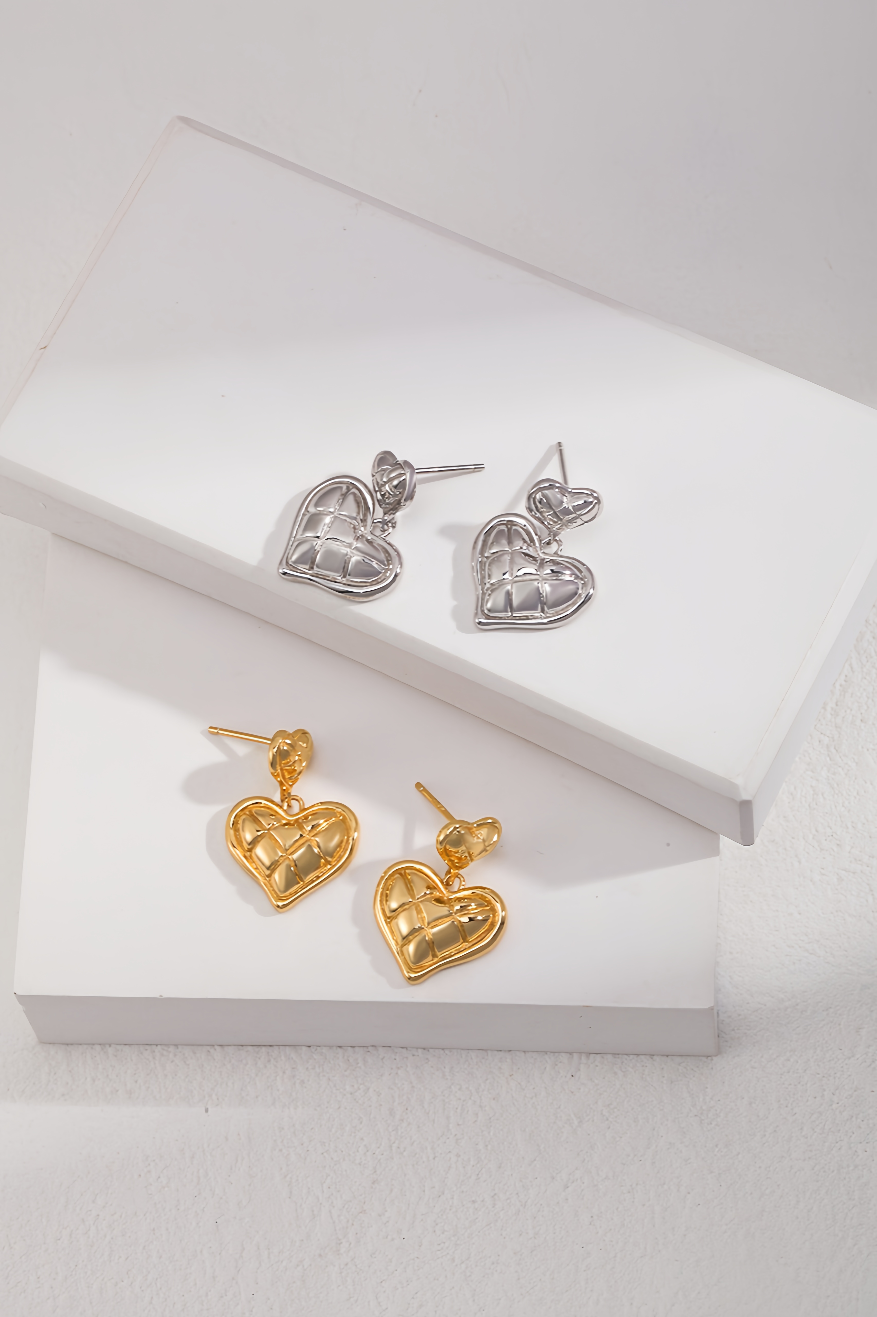 18K S925 Sterling Silver Heart Earrings