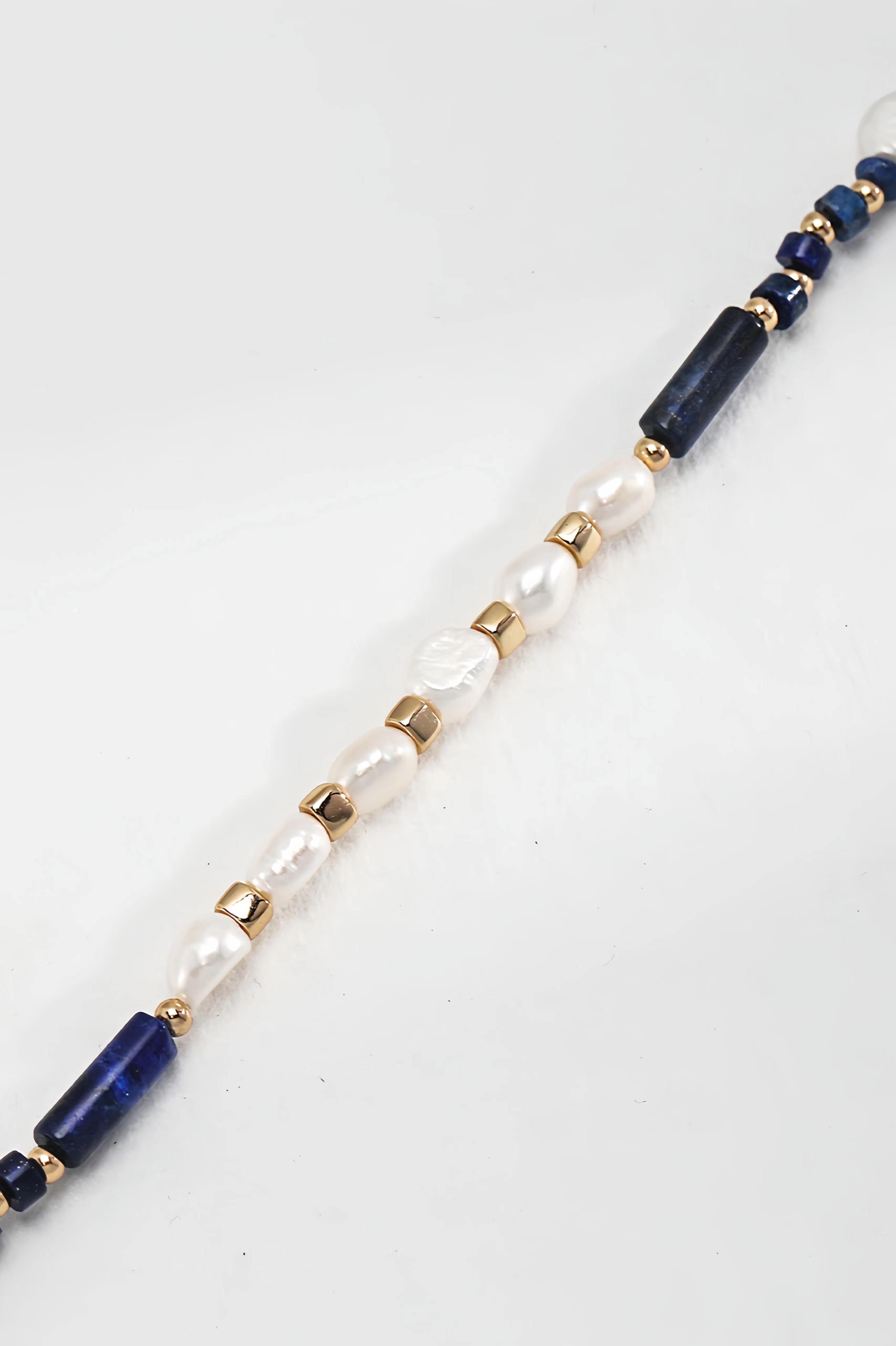 18K S925 Sterling Silver Lapis Lazuli Pearl Fashion Necklace