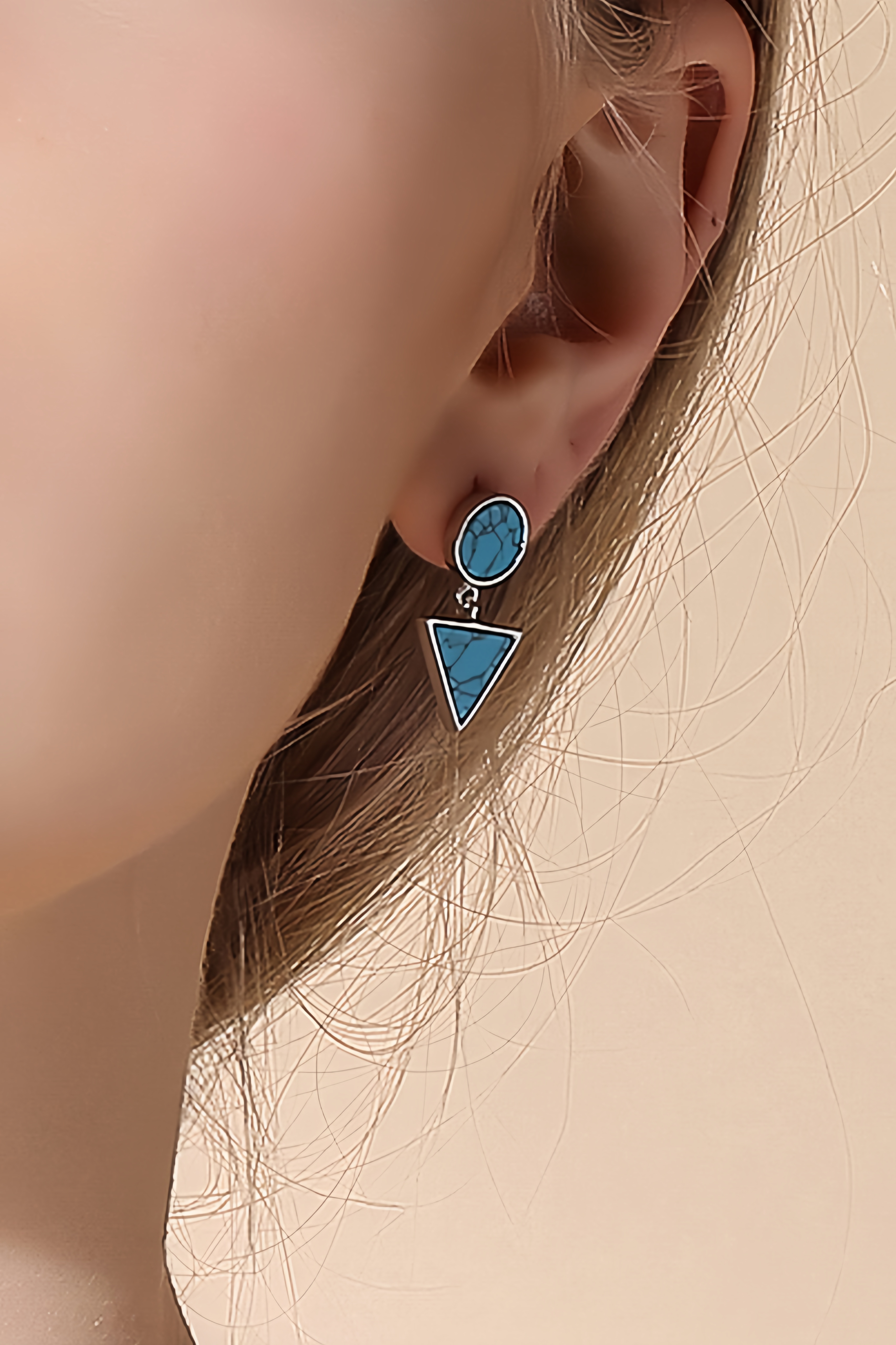 18K S925 Sterling Silver Fashion Temperament Turquoise Earrings