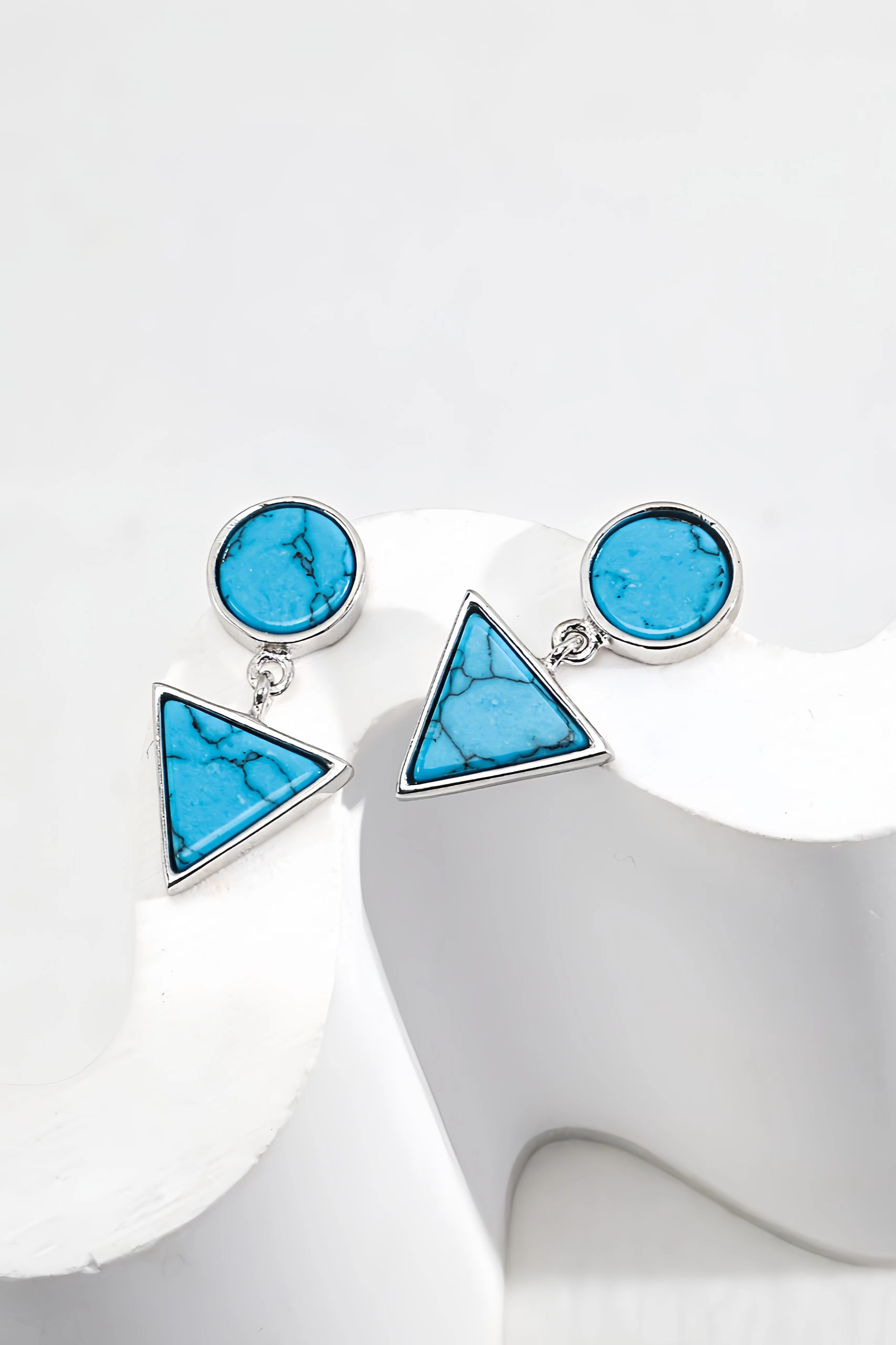 18K S925 Sterling Silver Fashion Temperament Turquoise Earrings