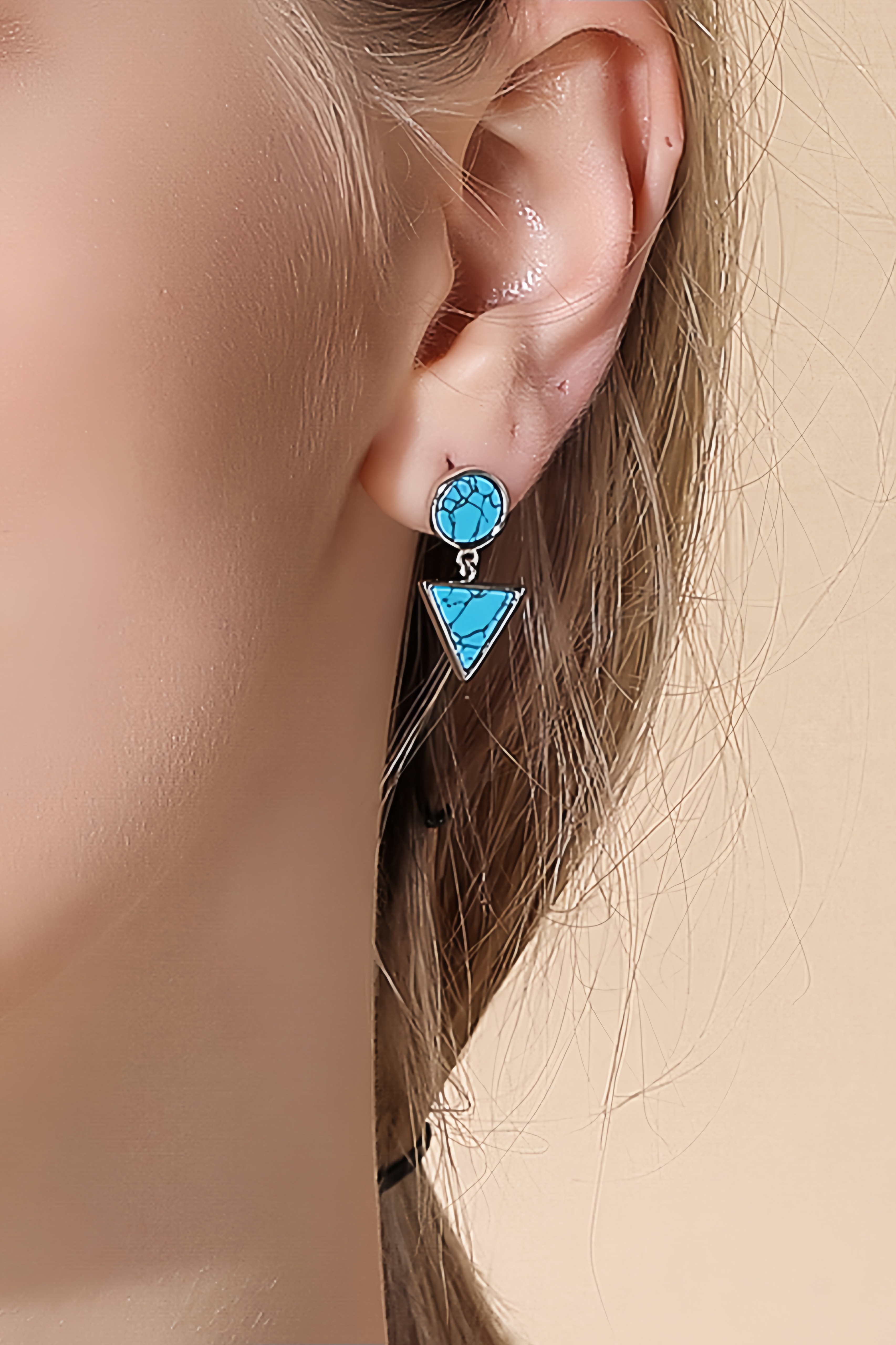 18K S925 Sterling Silver Fashion Temperament Turquoise Earrings