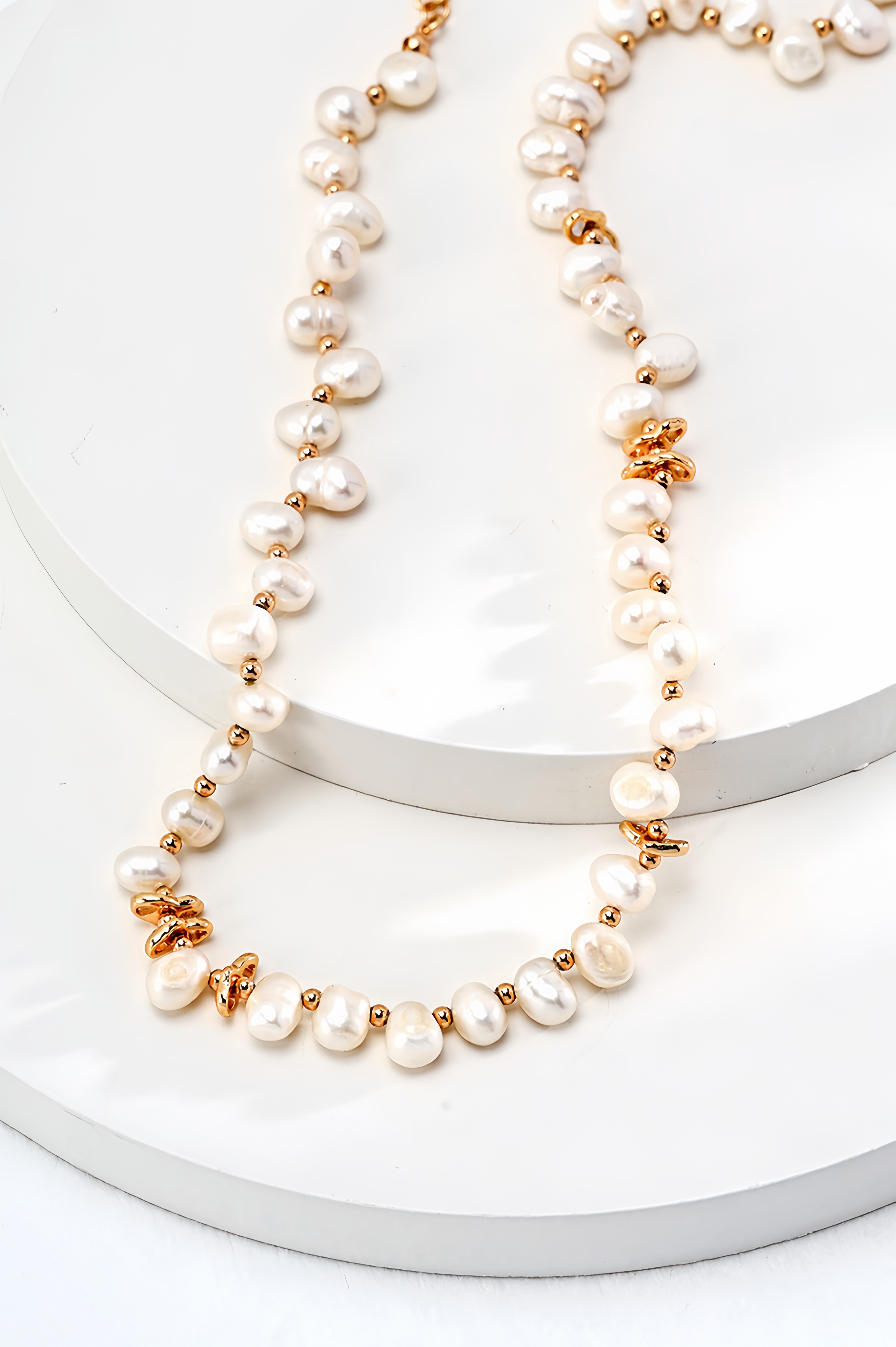  18K S925 Sterling Silver Fashion Elegant Hundred Natural Pearl Earrings Necklace