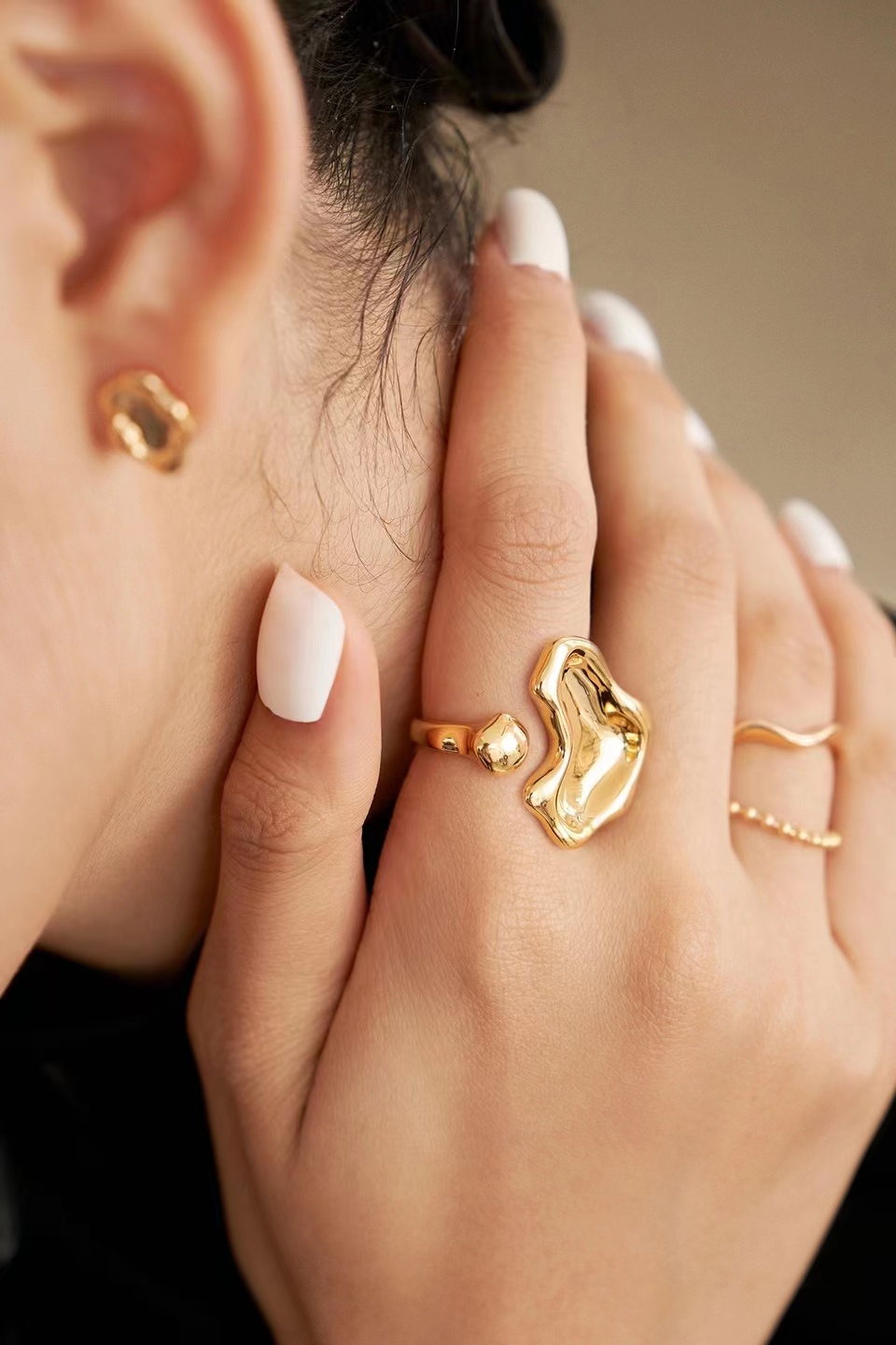 18K S925 sterling silver fashion personality simple and versatile mirror series