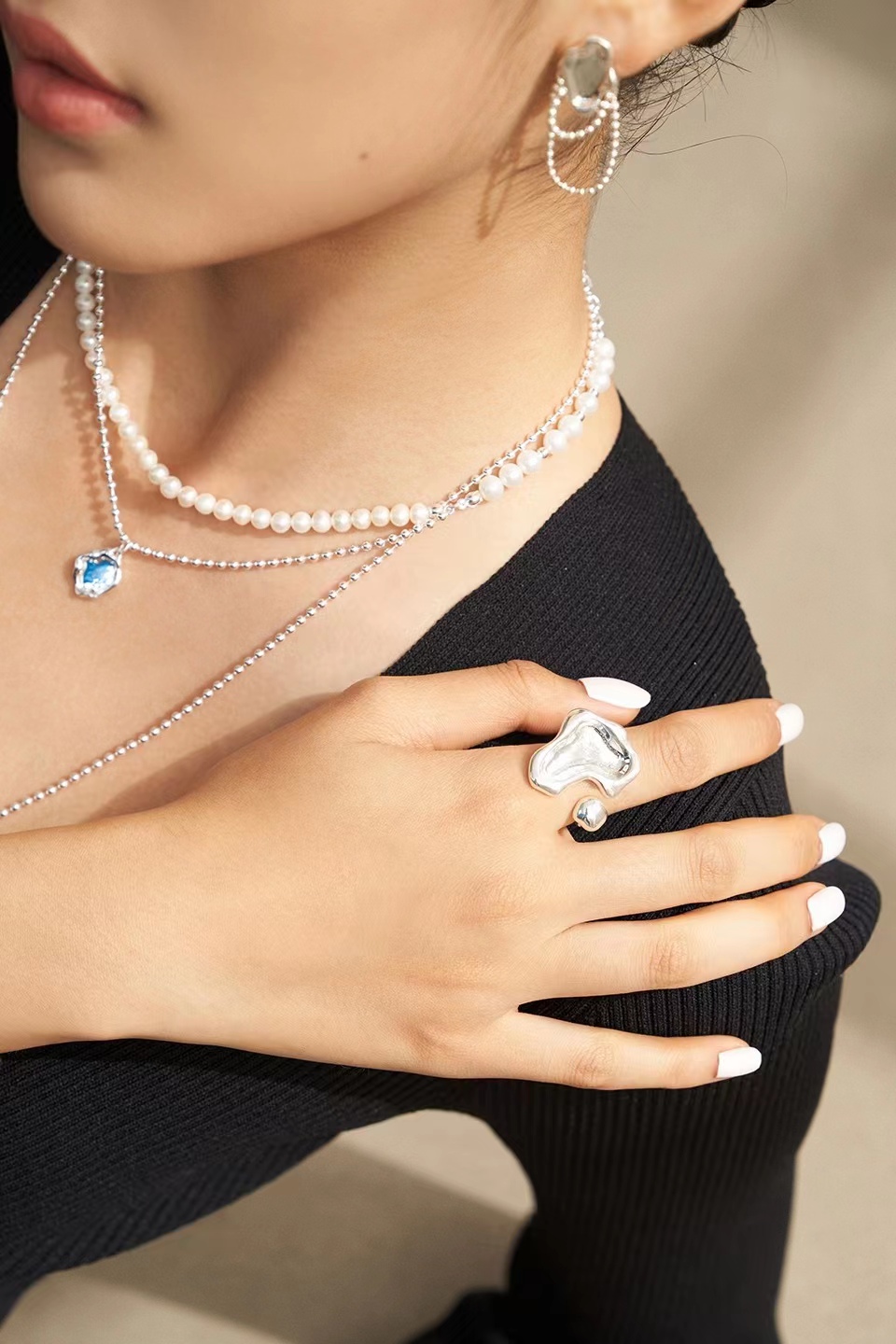 18K S925 sterling silver fashion personality simple and versatile mirror series