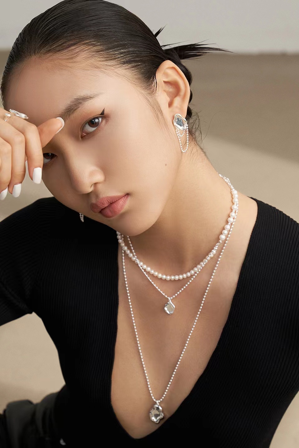 18K S925 sterling silver fashion personality simple and versatile mirror series