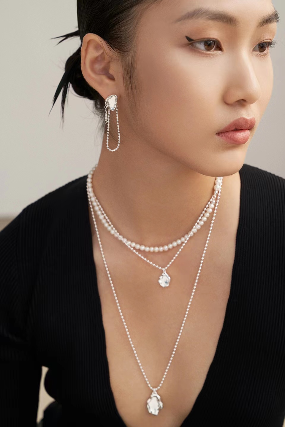 18K S925 sterling silver fashion personality simple and versatile mirror series