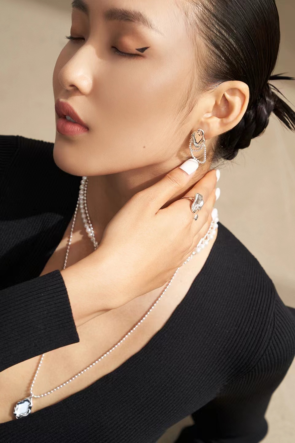 18K S925 sterling silver fashion personality simple and versatile mirror series