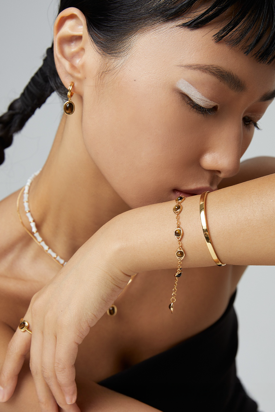 18K S925 Sterling Silver Tiger's Eye Collection Fashion Jewelry