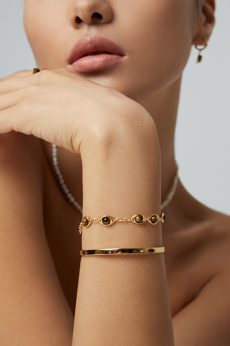 18K S925 Sterling Silver Tiger's Eye Collection Fashion Jewelry