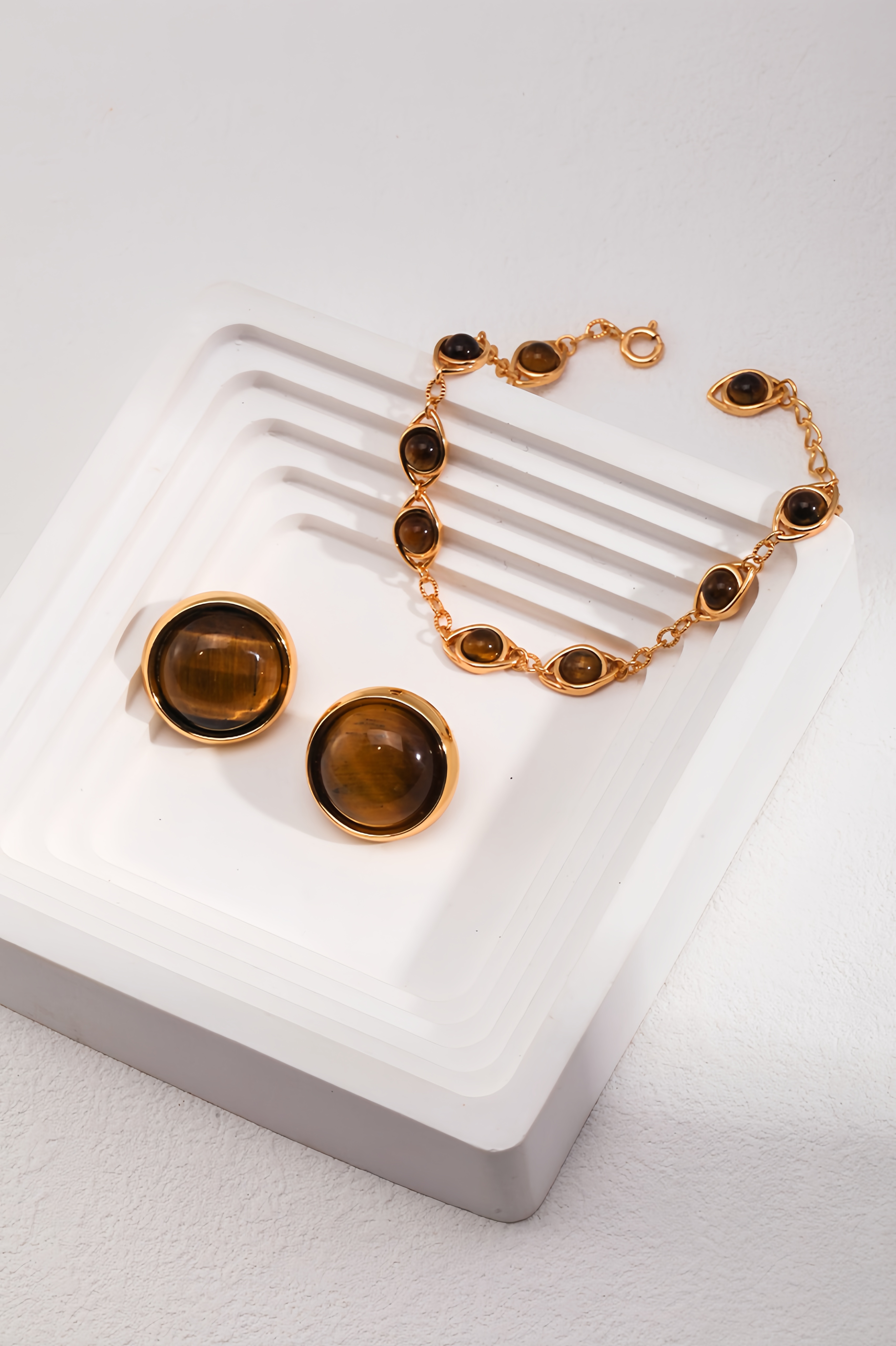 18K S925 Sterling Silver Tiger's Eye Collection Fashion Jewelry