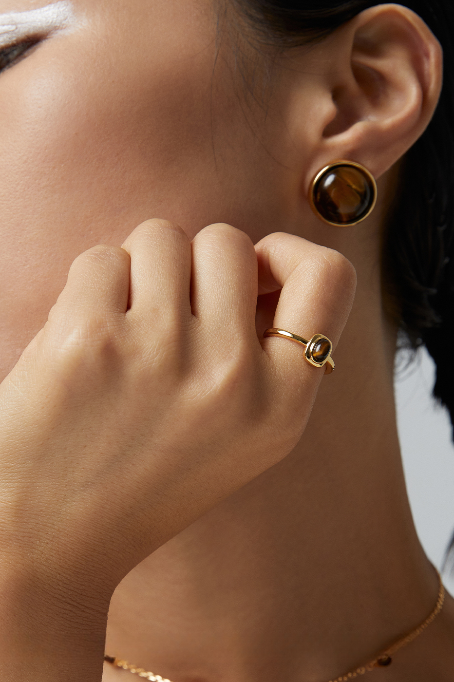 18K S925 Sterling Silver Tiger's Eye Collection Fashion Jewelry