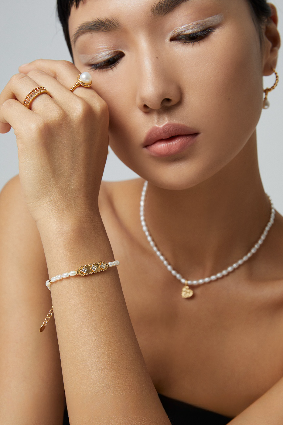 18K S925 Sterling Silver Fashion Elegant Earrings Necklace Collection