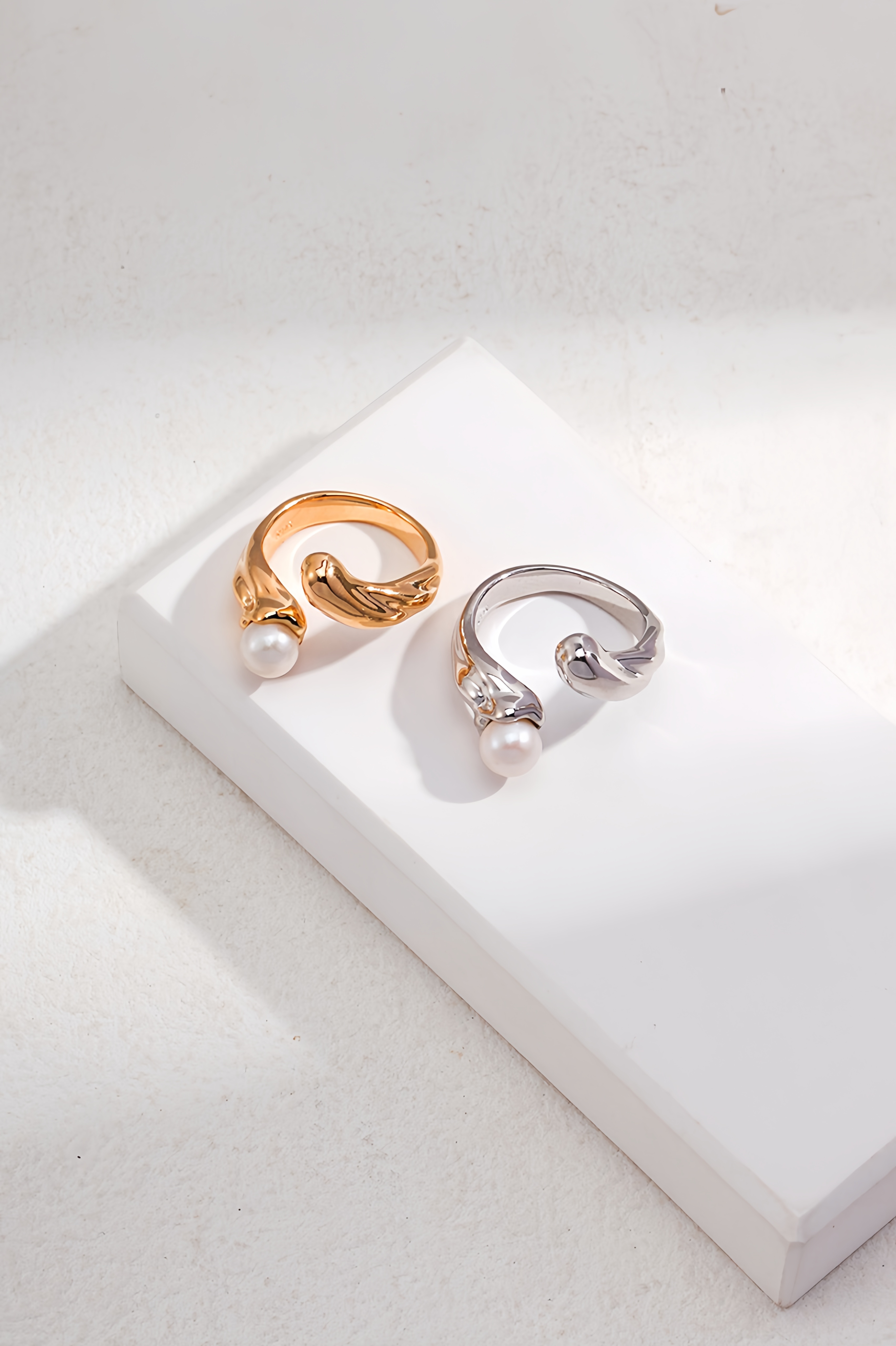 18K S95 Sterling Silver Fashion Vintage Temperament Pearl Ring