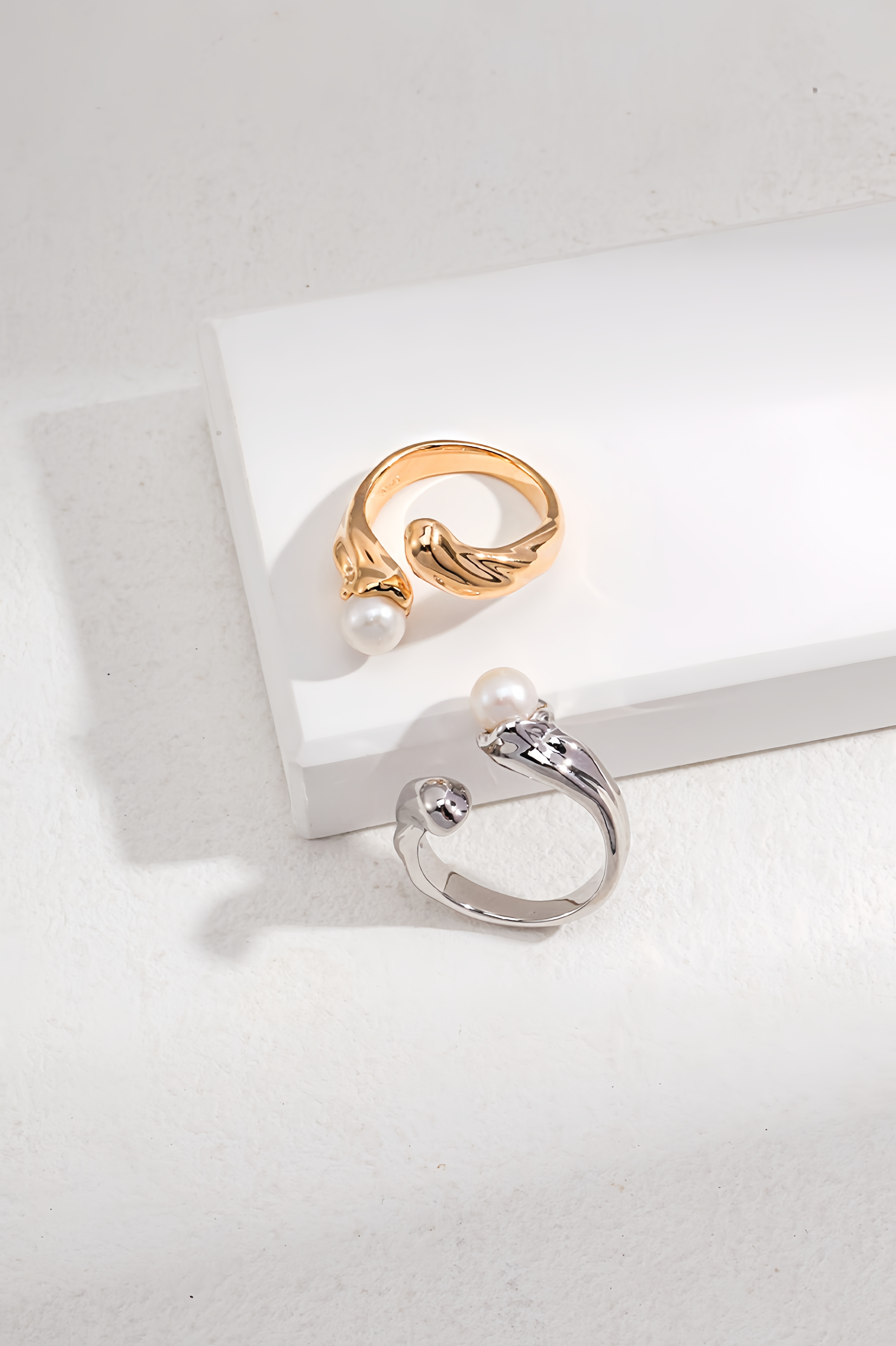 18K S95 Sterling Silver Fashion Vintage Temperament Pearl Ring