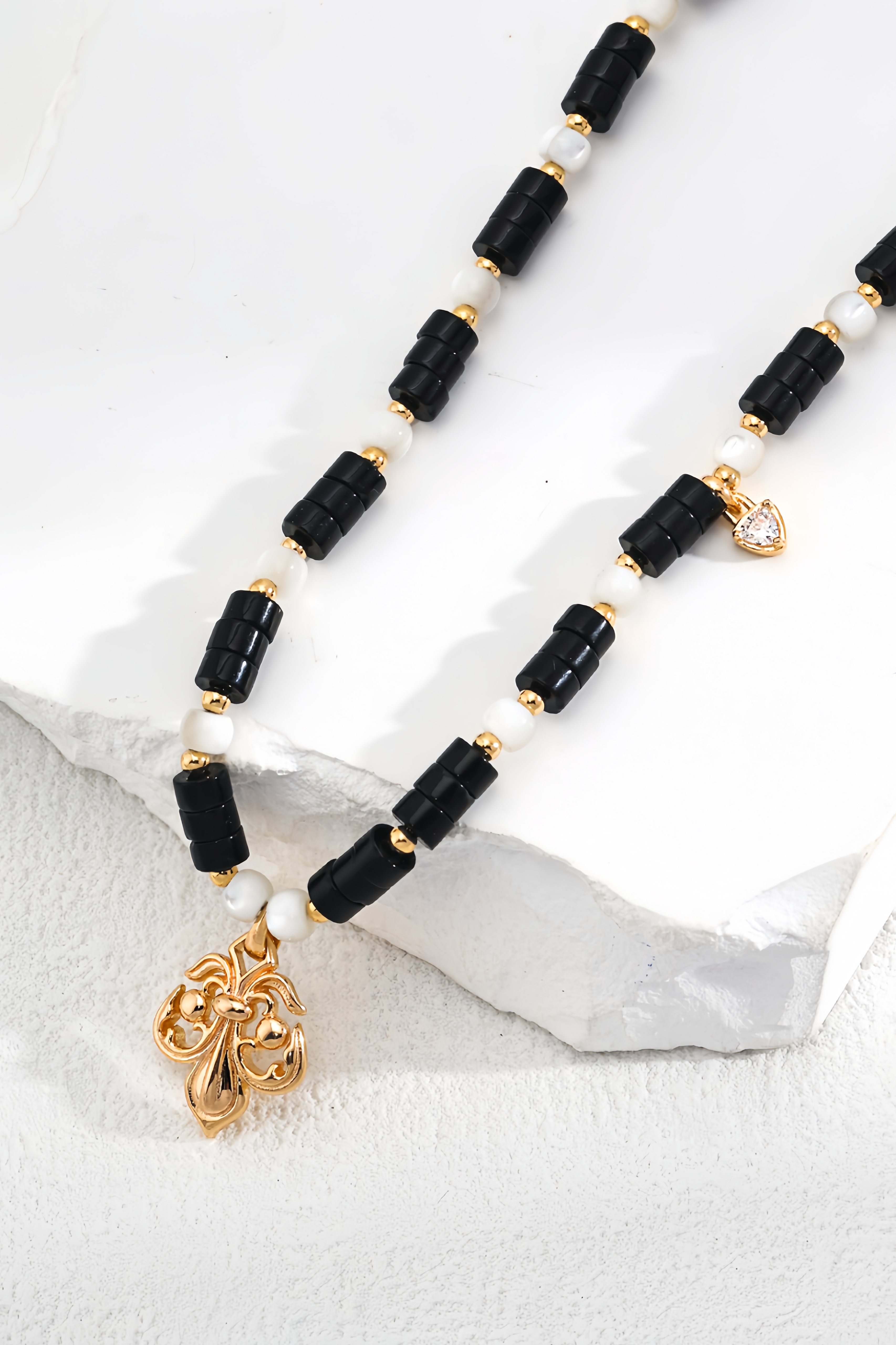 18K S925 Sterling Silver Fashion Unique Noble Onyx Necklace Earrings