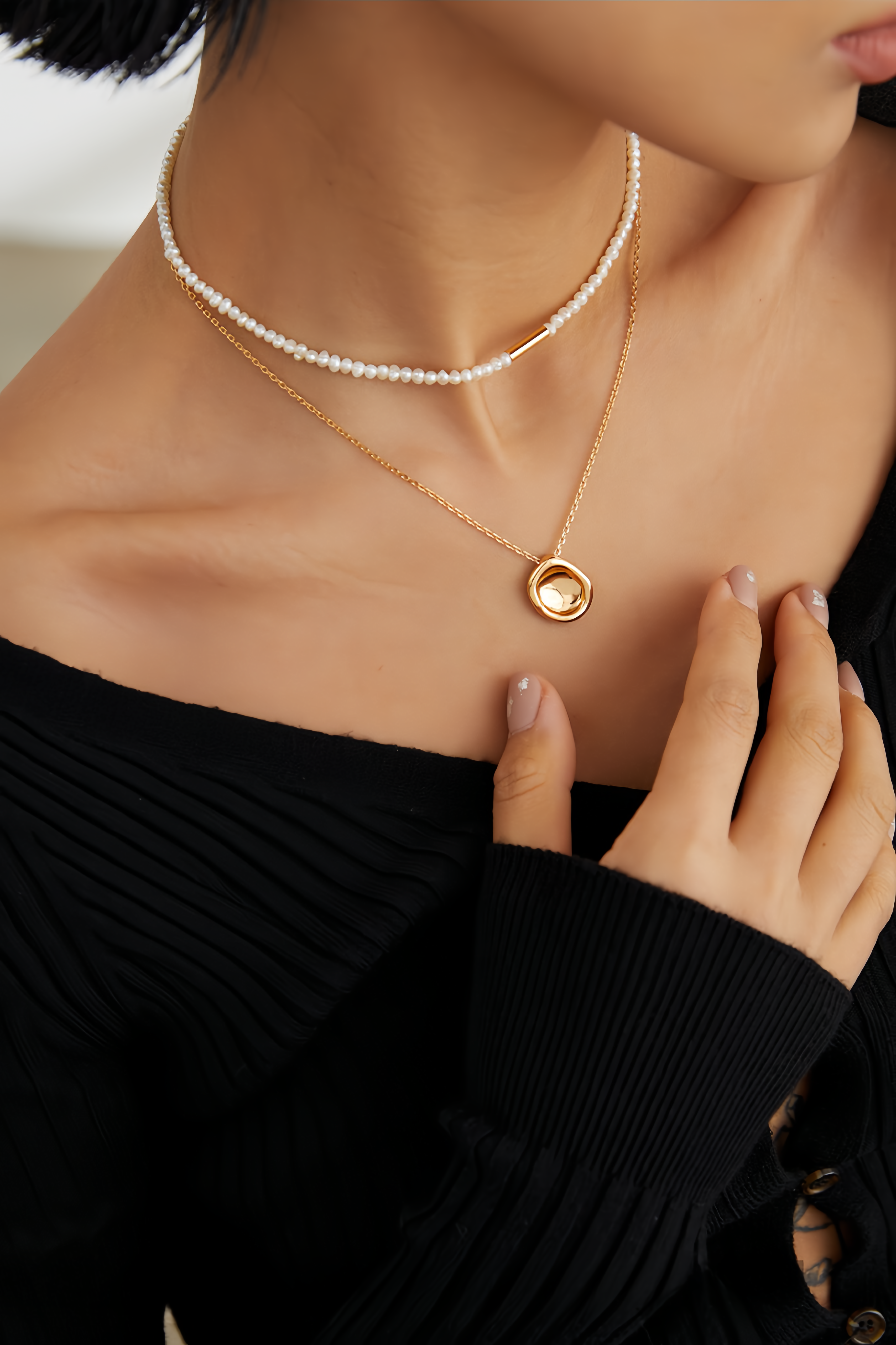 18K S925 Sterling Silver Fashion Premium Pearl Ring Necklace Collection