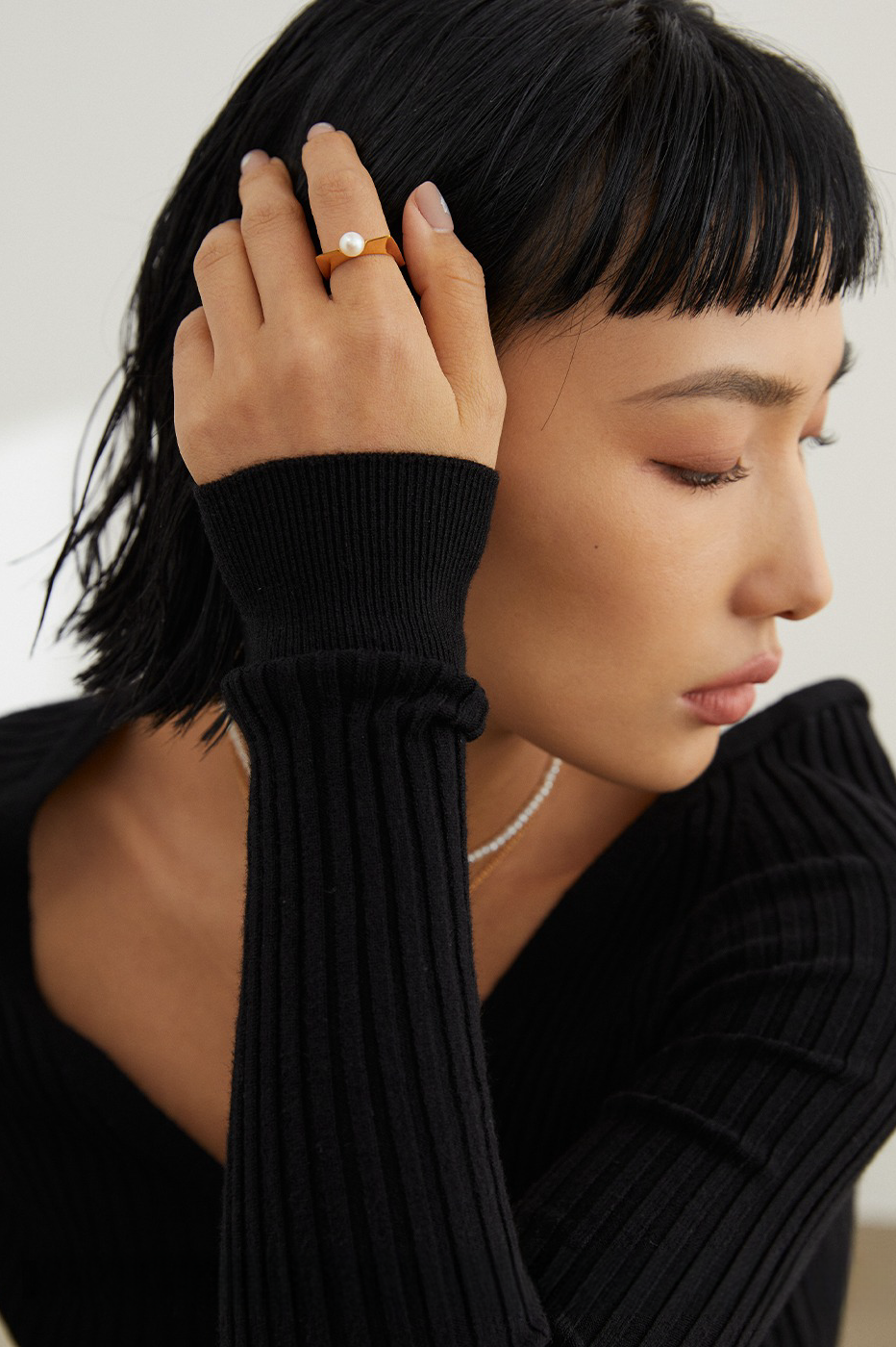 18K S925 Sterling Silver Fashion Premium Pearl Ring Necklace Collection