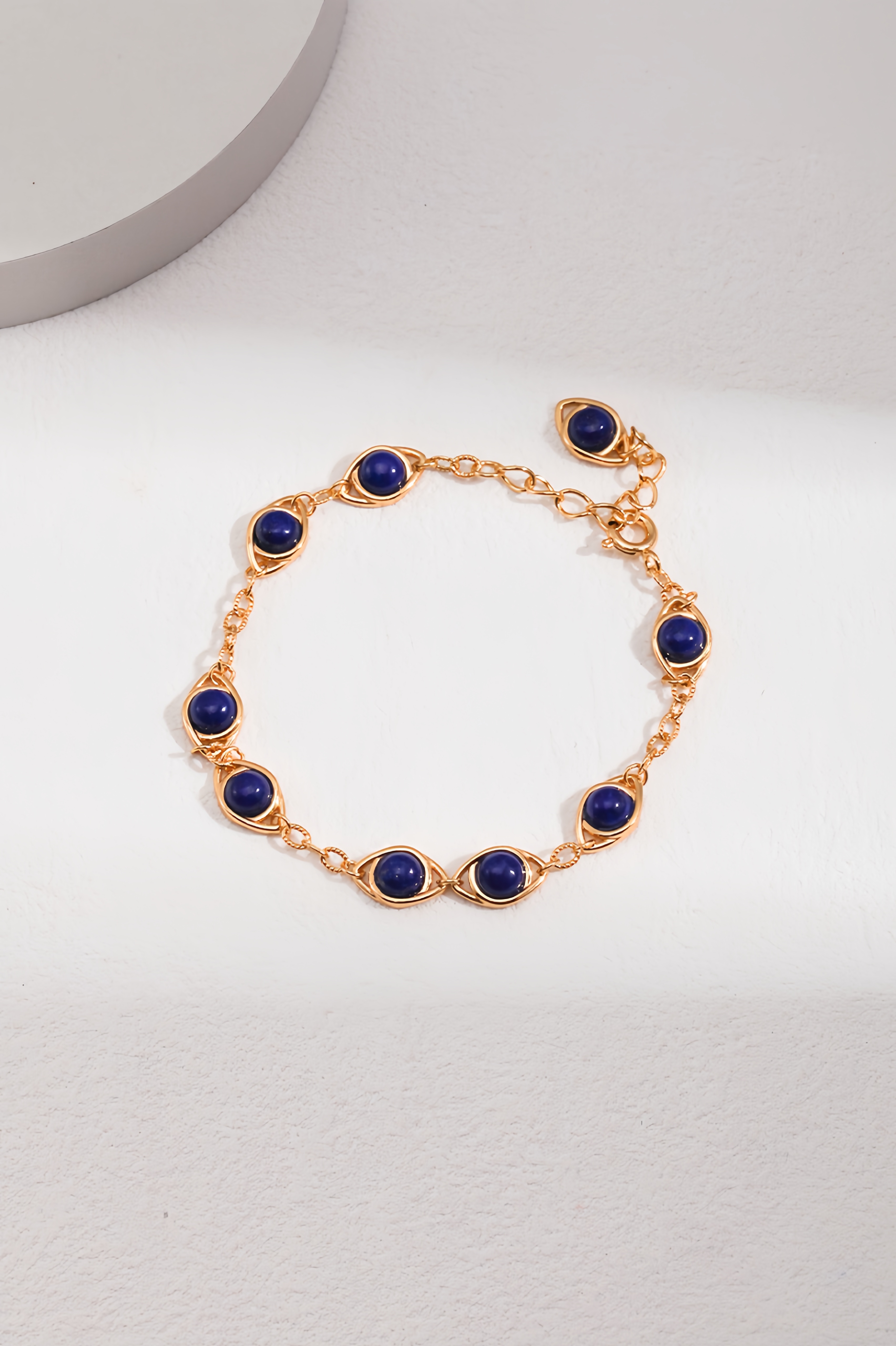 18K S925 Sterling Silver Fashion Simple Peplum Earrings Necklace Bracelet Lapis Lazuli Series