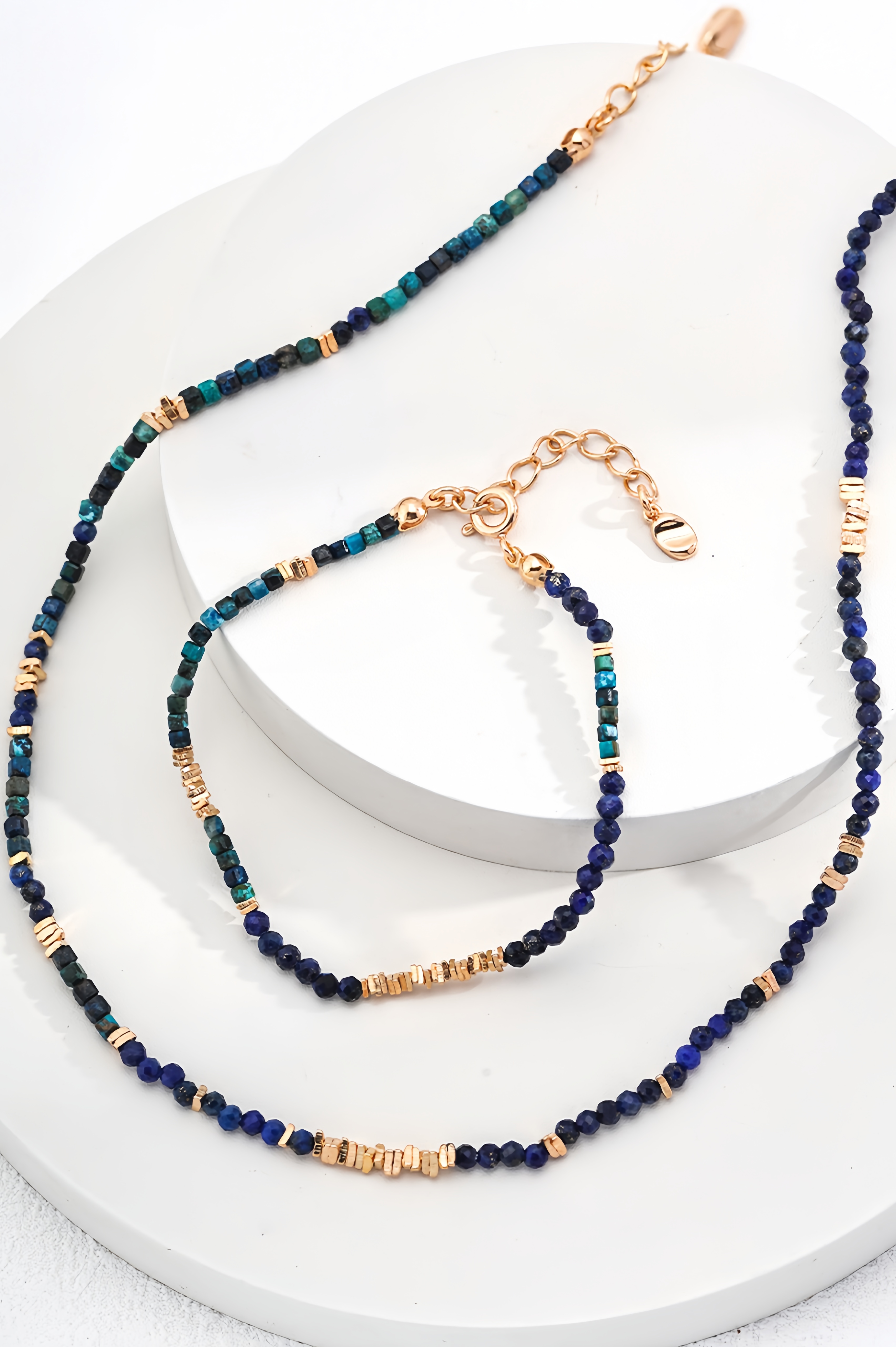 18K S925 Sterling Silver Fashion Deep Noble Mystery Lapis Lazuli Necklace Bracelet