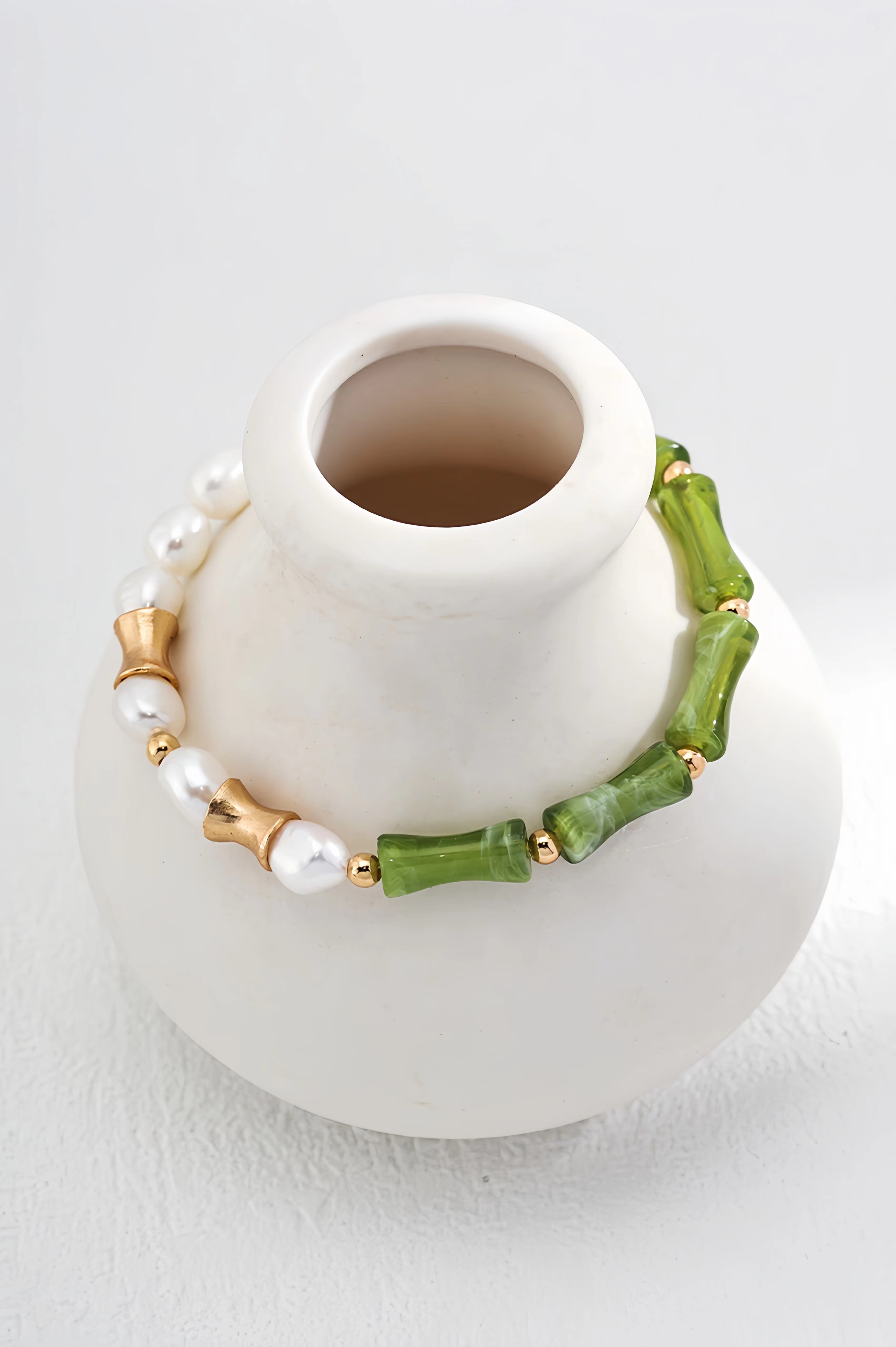 18K S925 Sterling Silver Fashion Unique Bracelet Necklace Bamboo Pearl Series