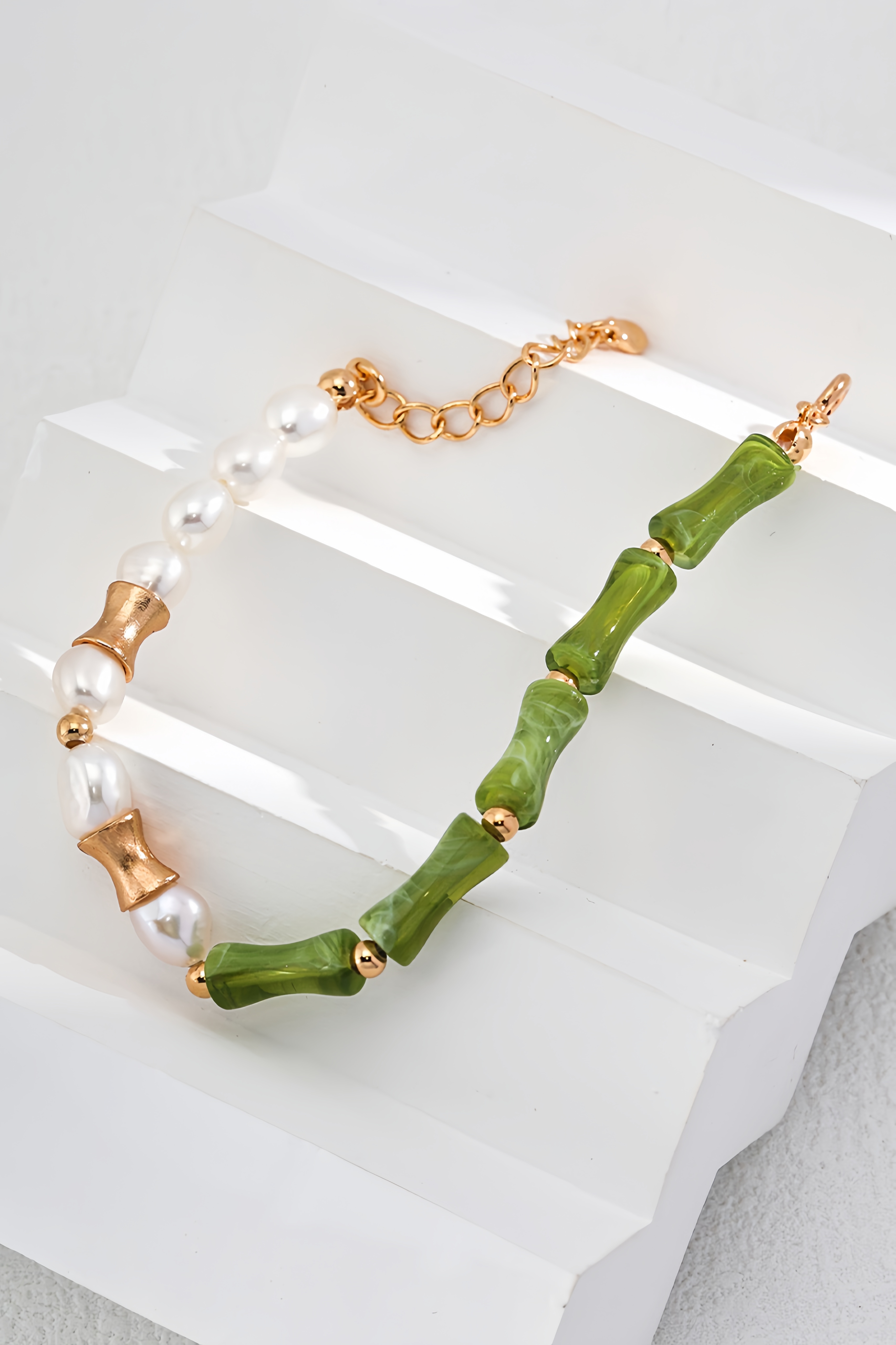 18K S925 Sterling Silver Fashion Unique Bracelet Necklace Bamboo Pearl Series