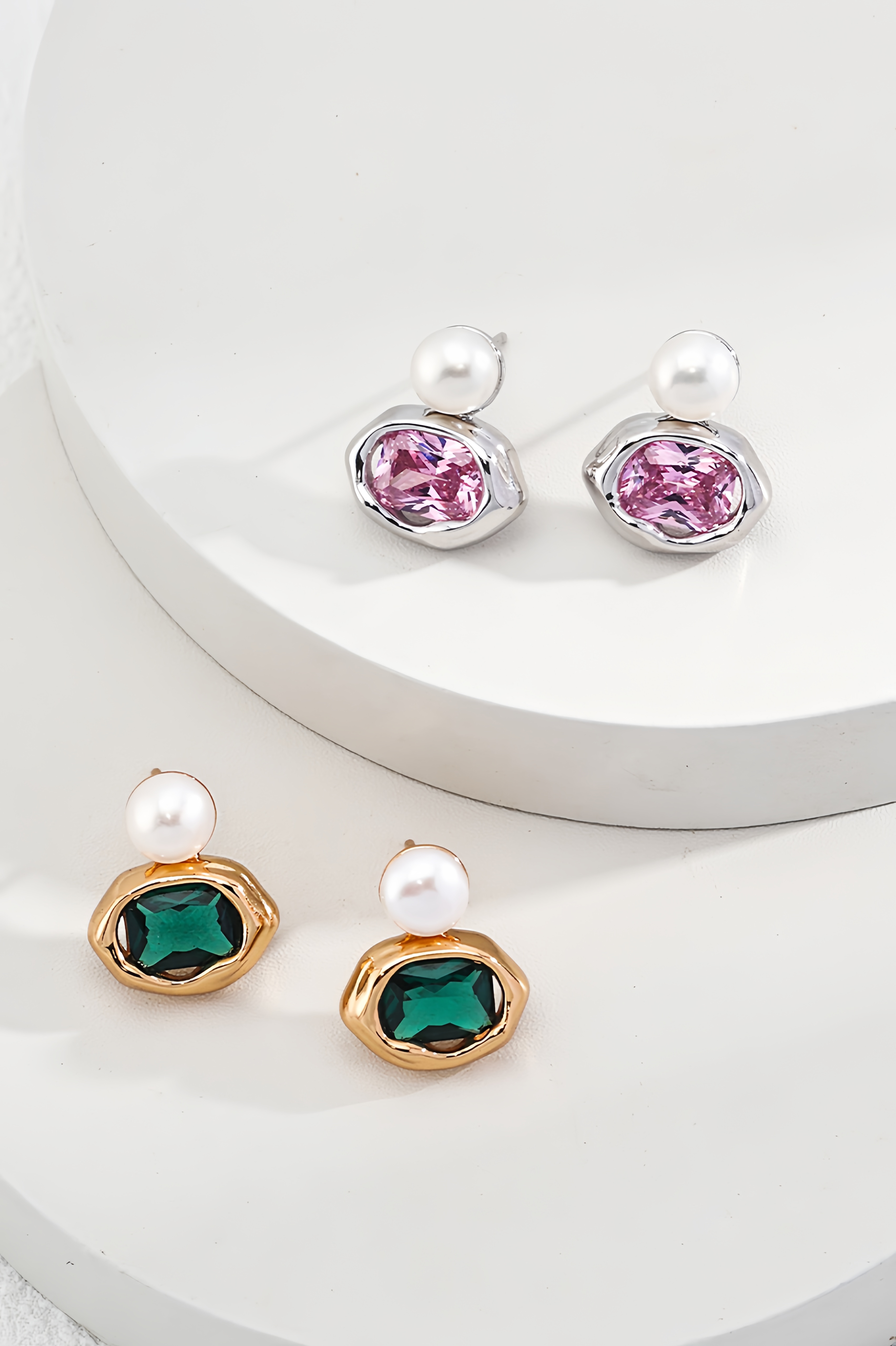 18K S925 sterling silver fashion noble temperament zircon earrings