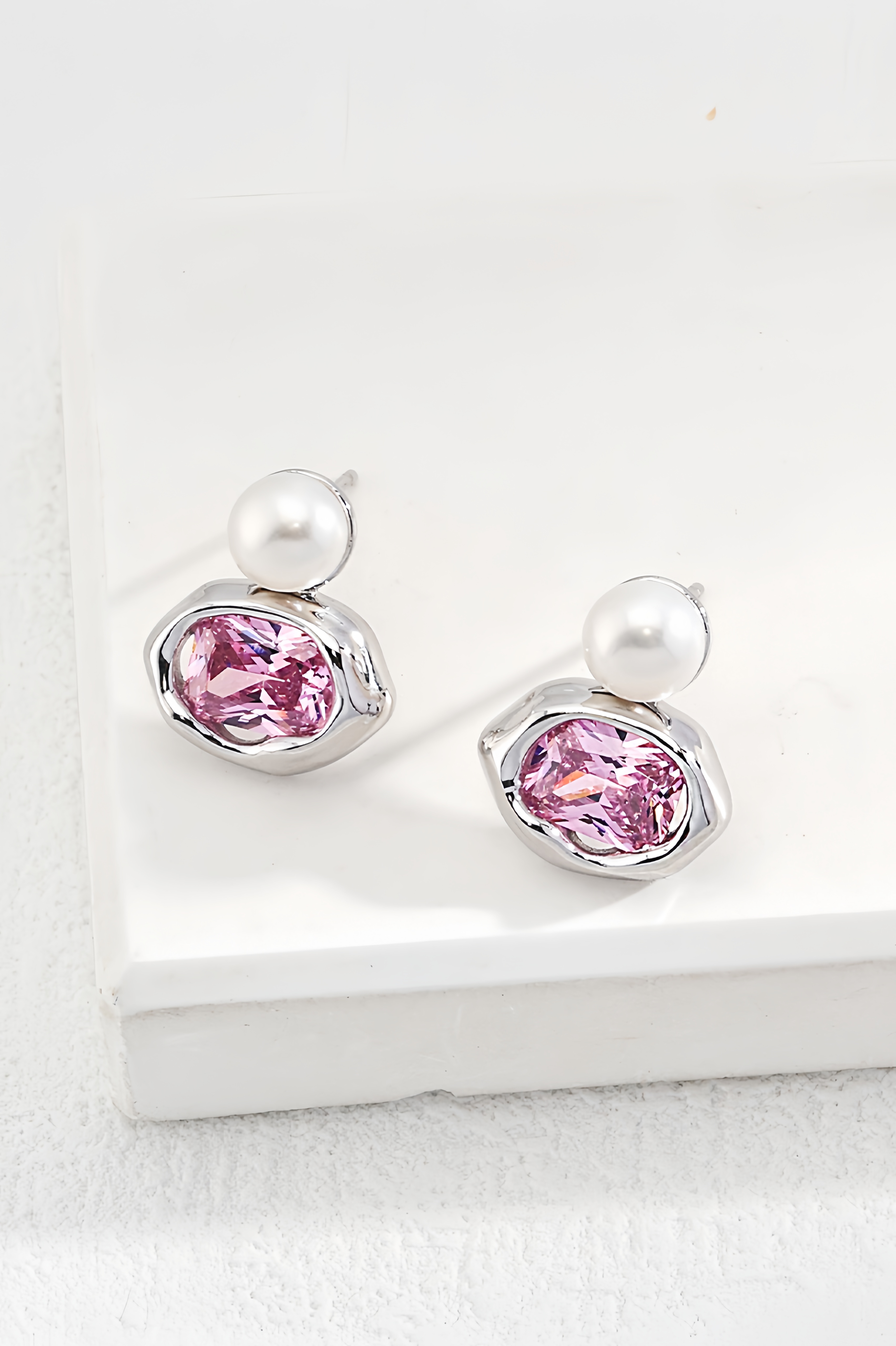 18K S925 sterling silver fashion noble temperament zircon earrings