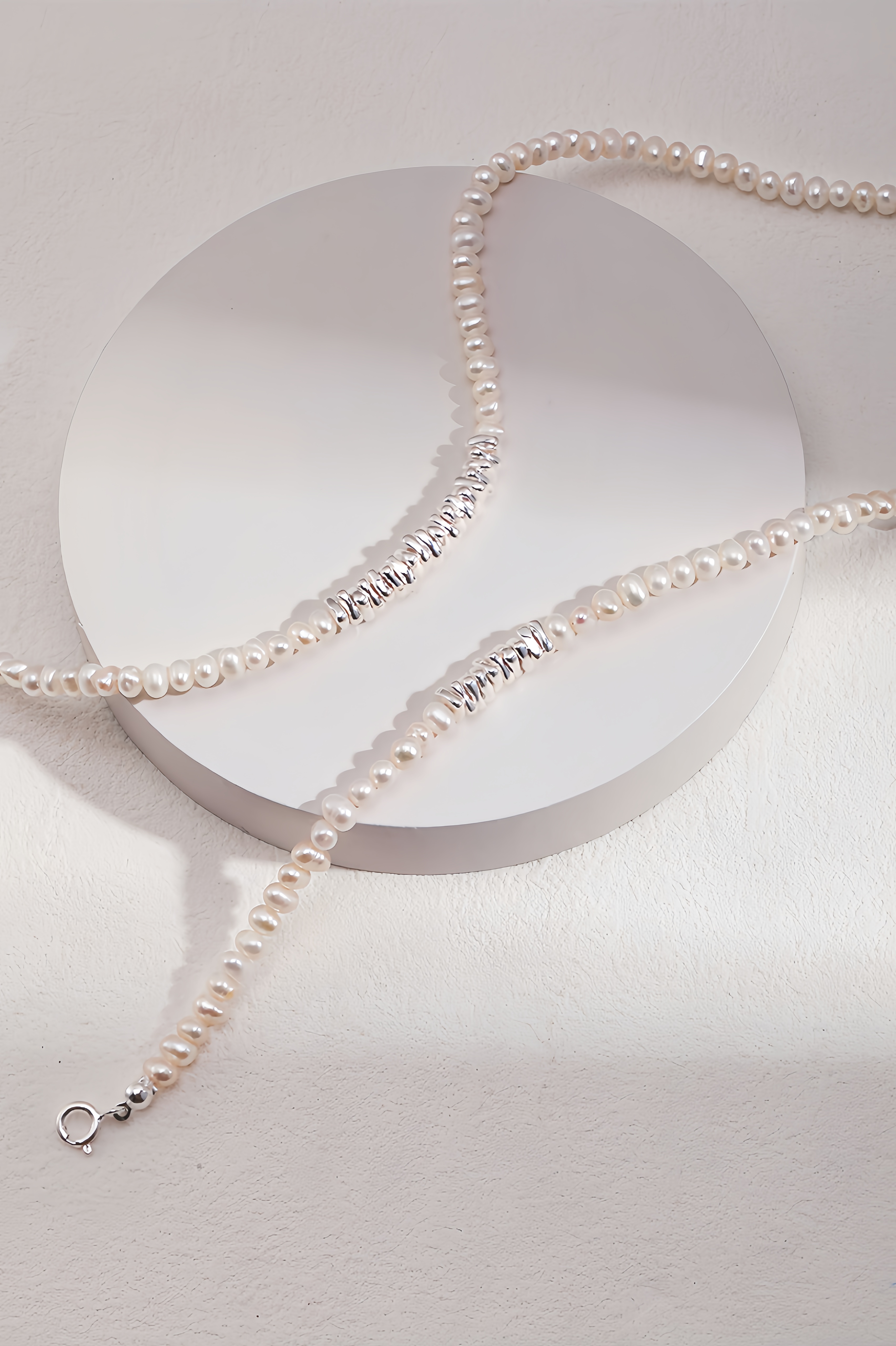 18K S925 Sterling Silver Fashion Premium Feeling Pearl Bracelet Necklace Series