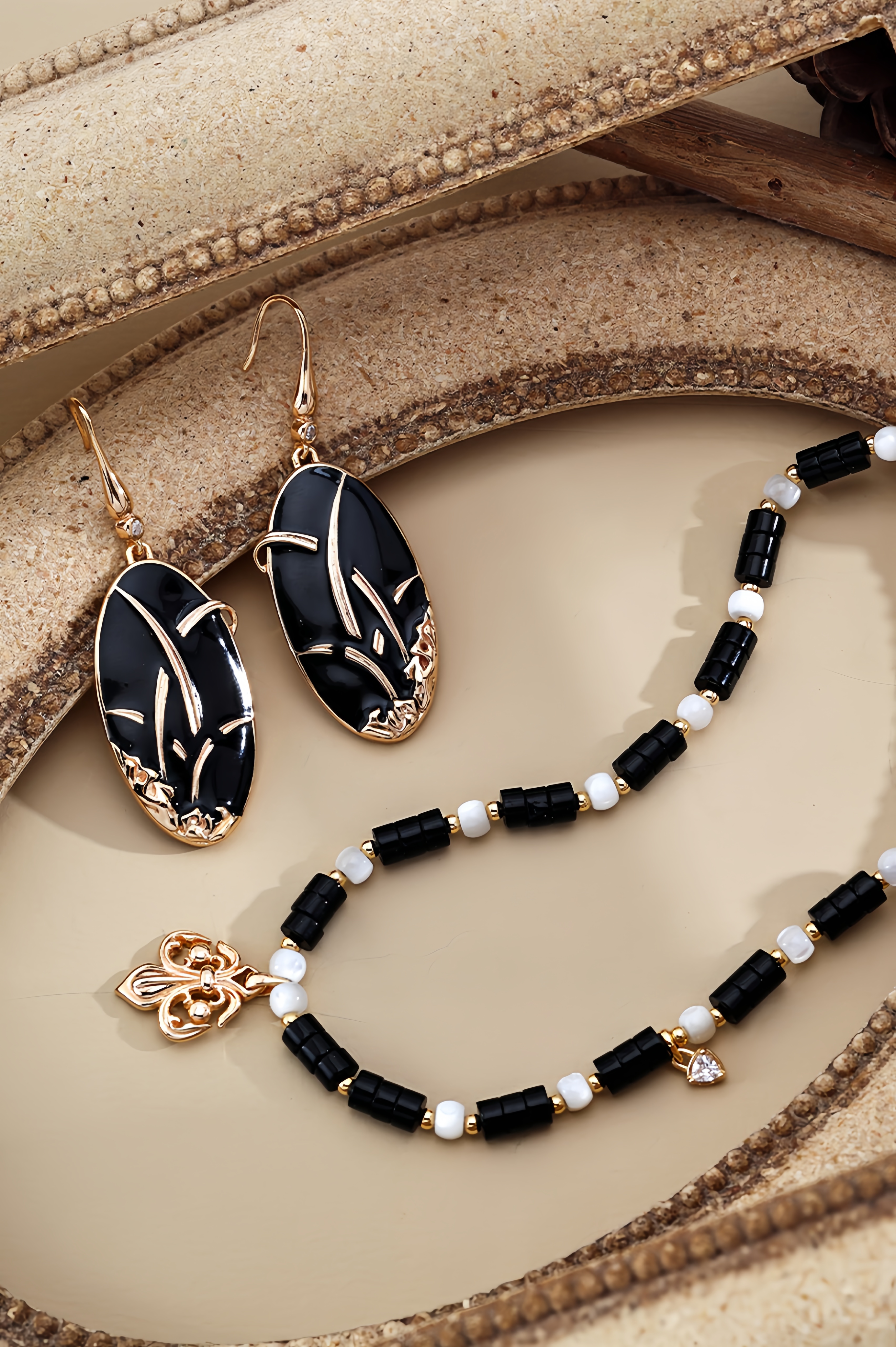 18K S925 Sterling Silver Fashion Vintage Personalized Pearl Earrings Necklace