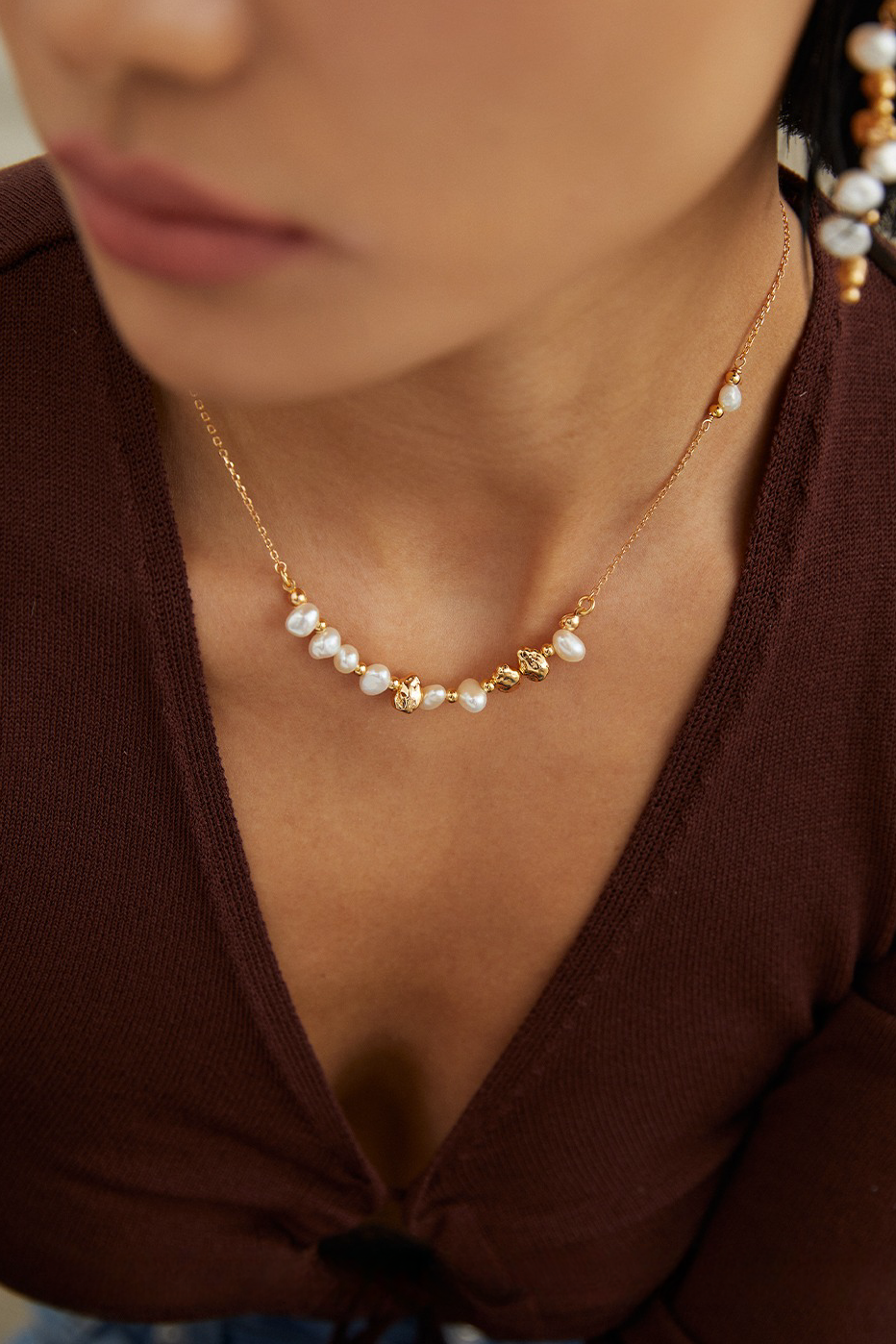 18K S925 Sterling Silver Fashion Elegant Personalized Pearl Earrings Bracelet Necklace Ring Series