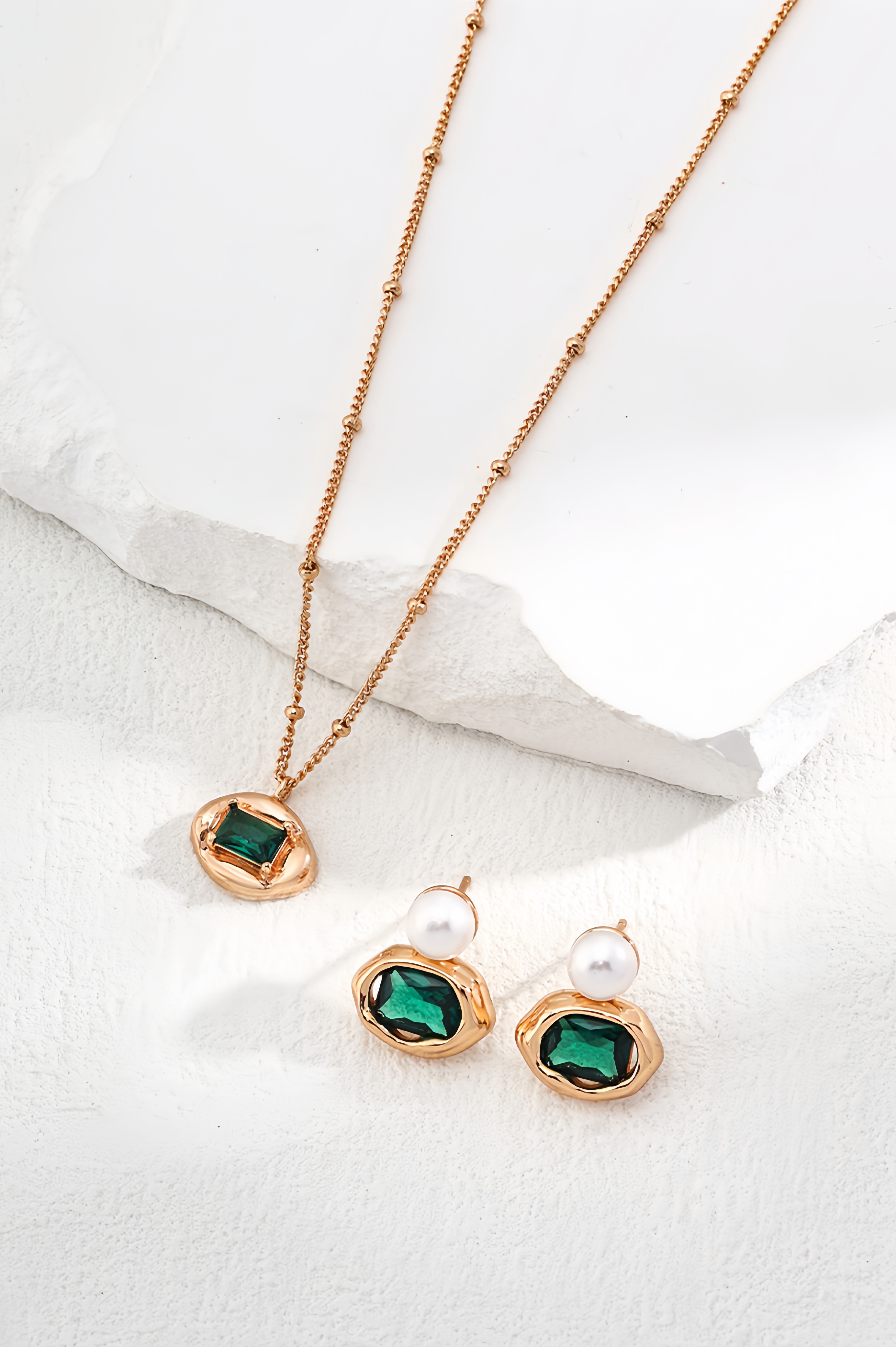 18K S925 sterling silver fashion simple match temperament earrings necklace