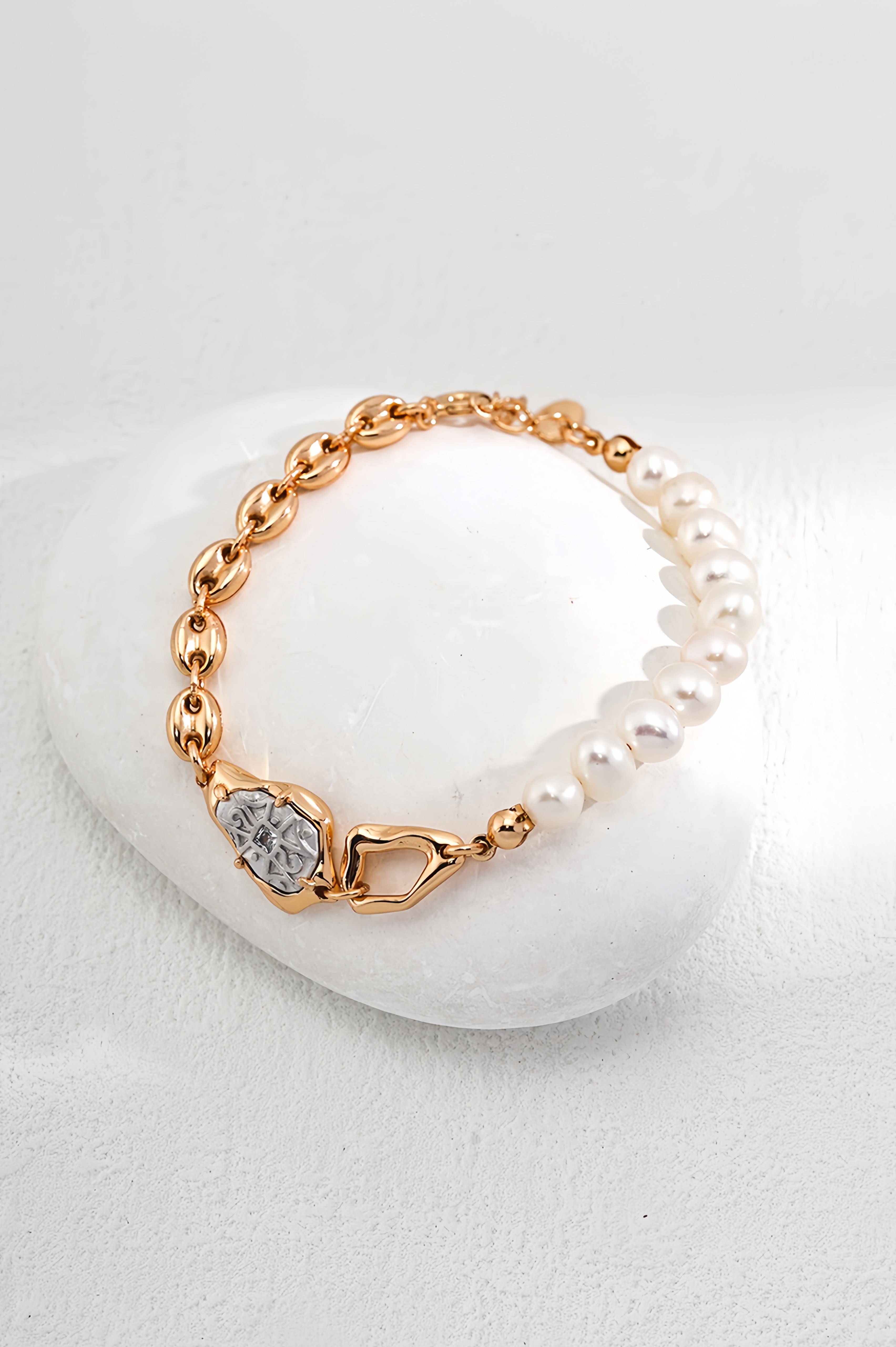 18K S925 Sterling Silver Fashion Elegant Simple Premium Pearl Bracelet