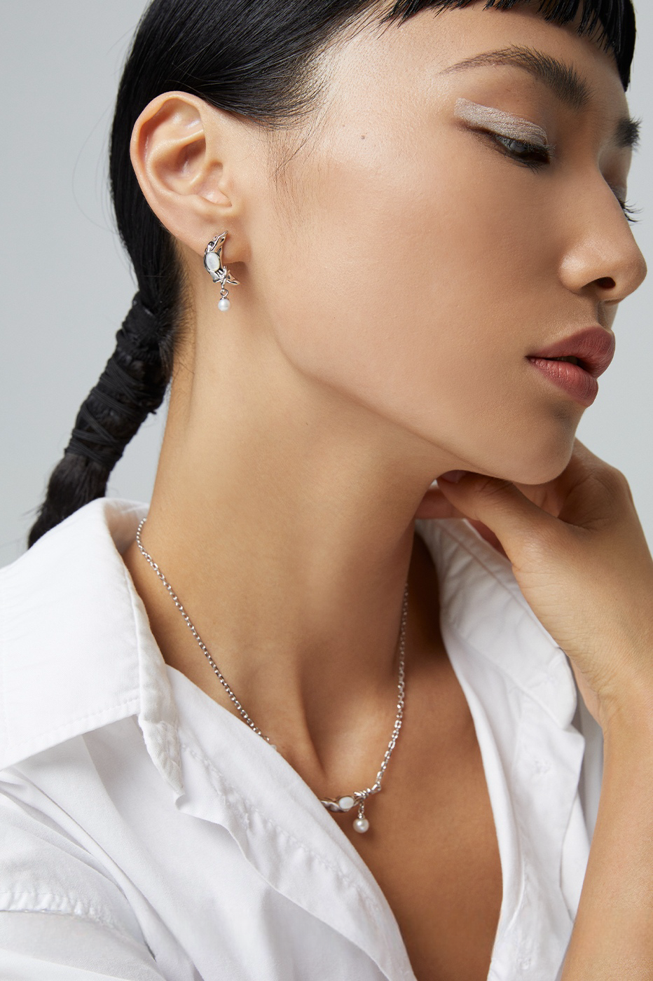 18K S925 Sterling Silver Fashion Vintage Premium Elegant Lapis Lazuli Earrings Necklace