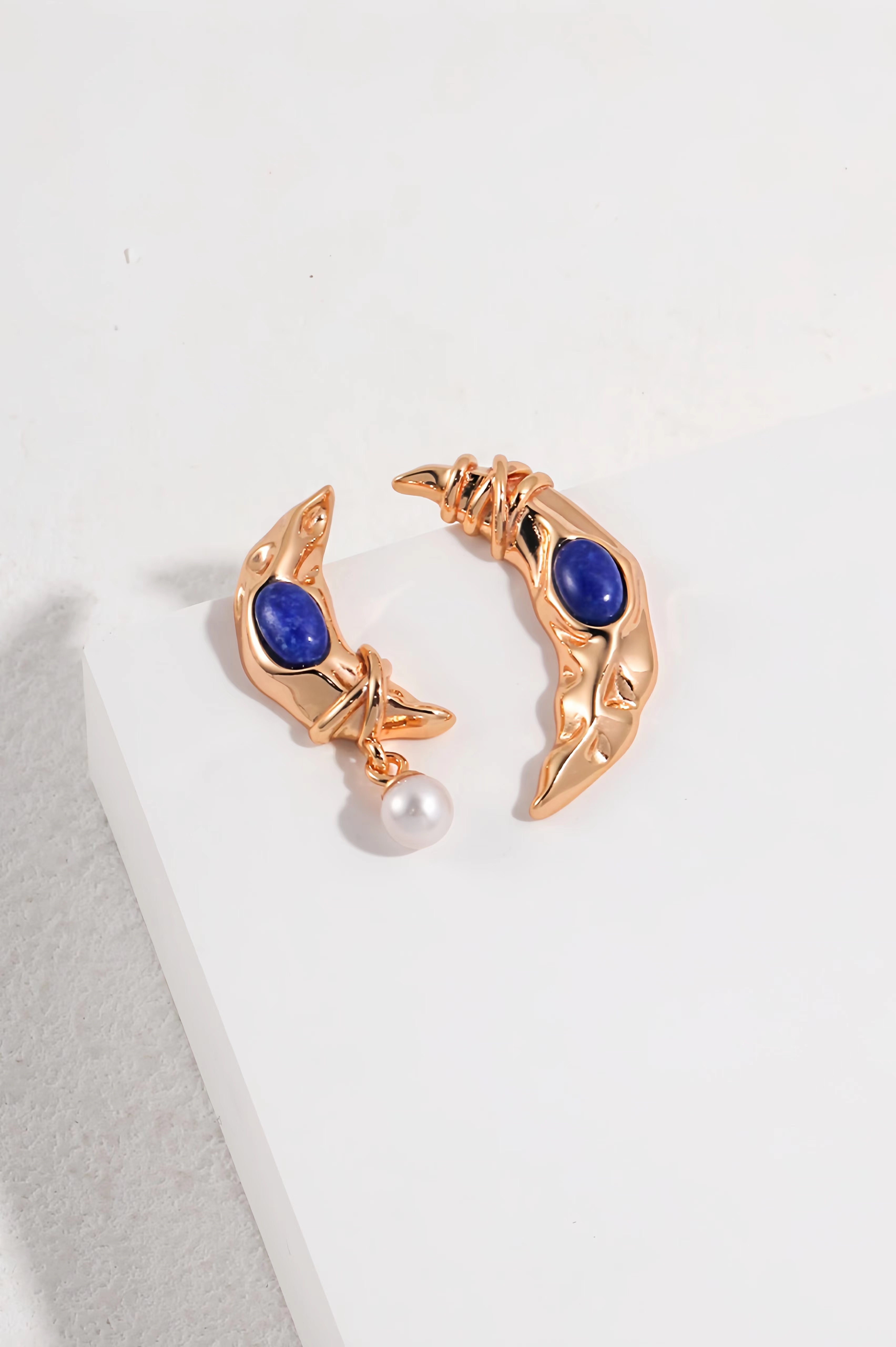 18K S925 Sterling Silver Fashion Vintage Premium Elegant Lapis Lazuli Earrings Necklace