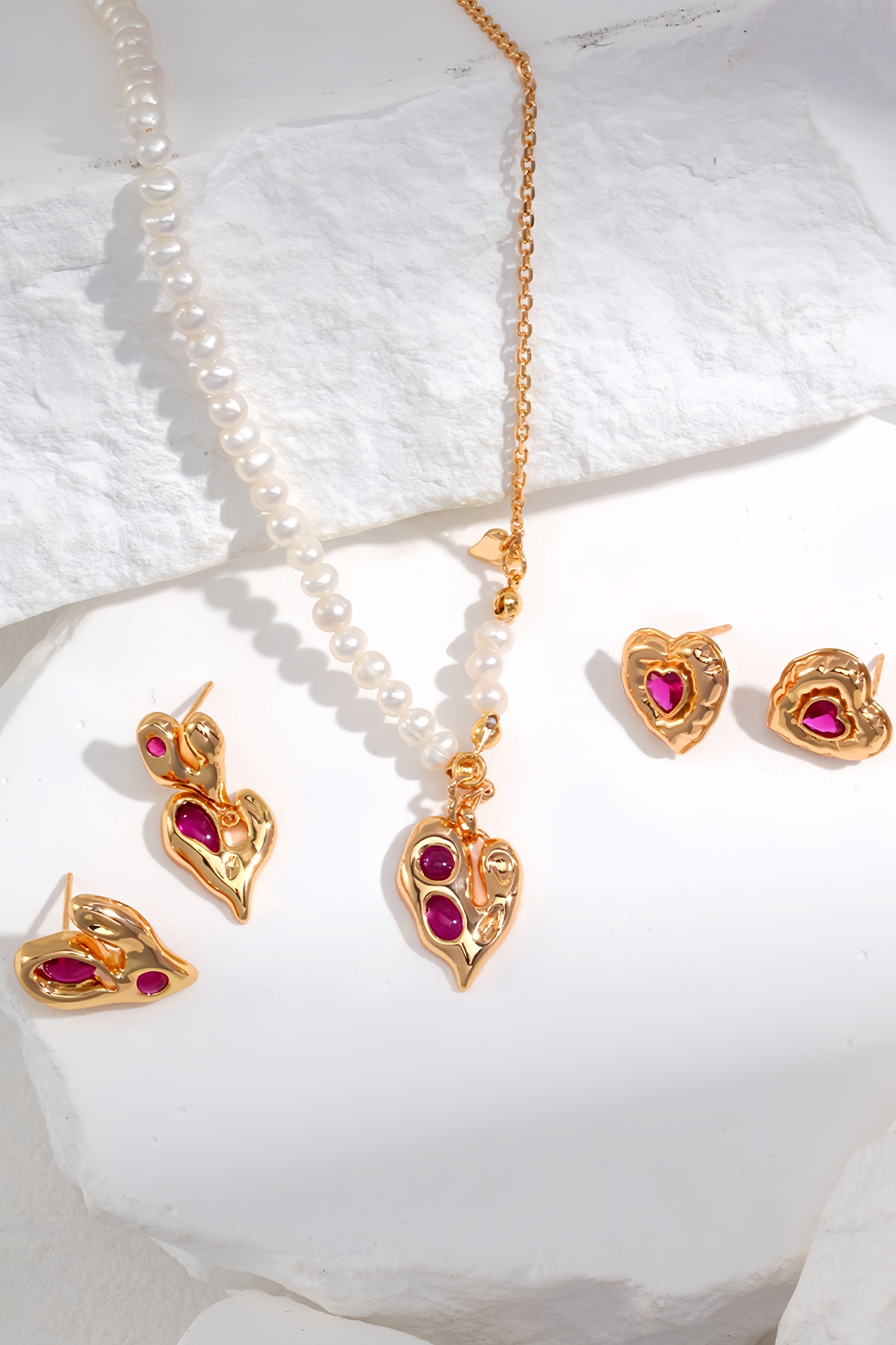  18K S925 sterling silver fashion personality sweet earrings necklace