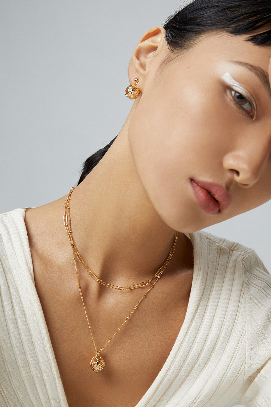 18K S925 Sterling Silver Fashion Personalized Premium Feeling Fun Earrings Necklace