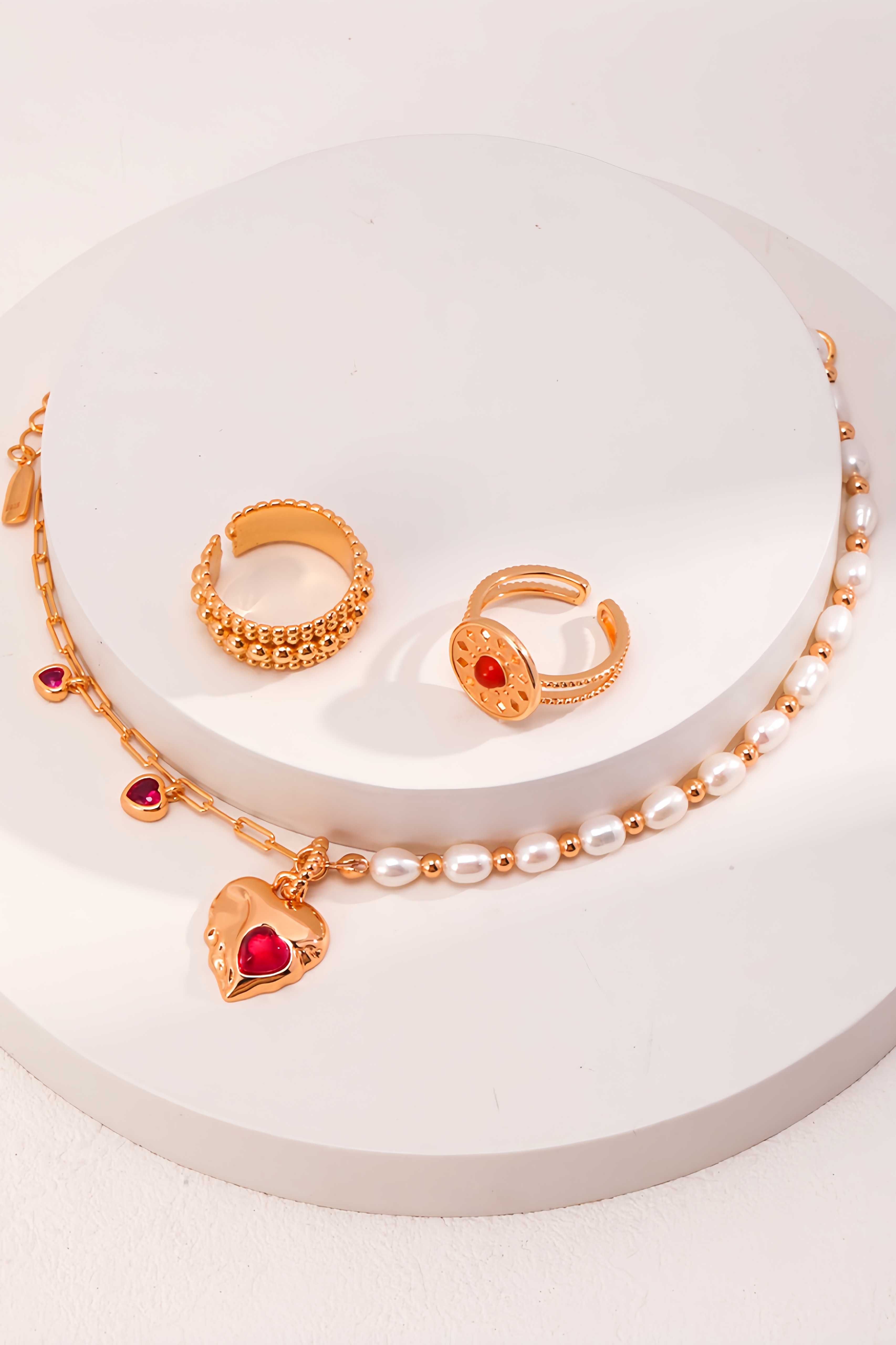 18K S925 Sterling Silver Fashion Exquisite Premium Feeling Ring Necklace