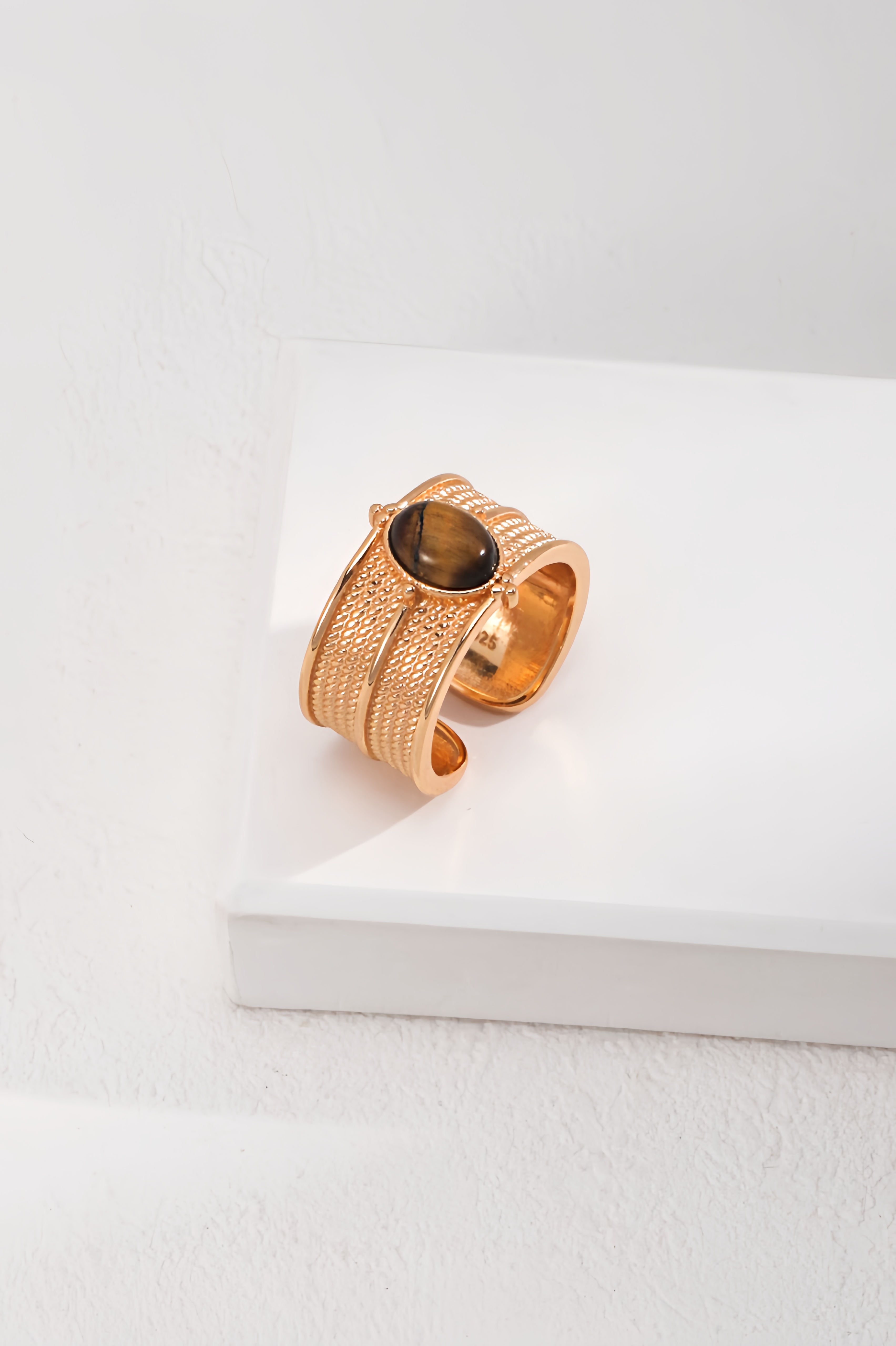 18K S925 Sterling Silver Fashion Exquisite Vintage Simple Versatile Ring