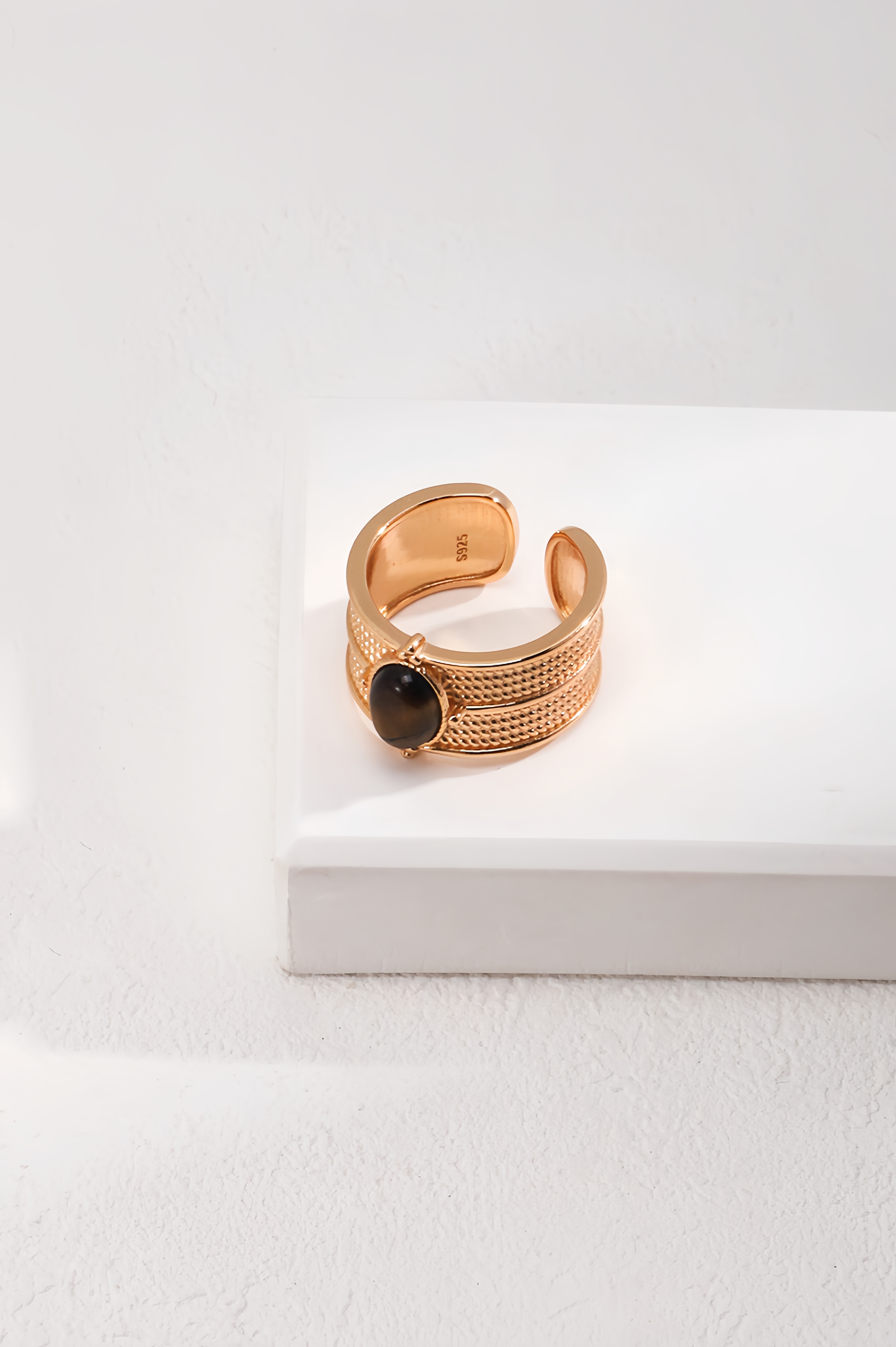 18K S925 Sterling Silver Fashion Exquisite Vintage Simple Versatile Ring