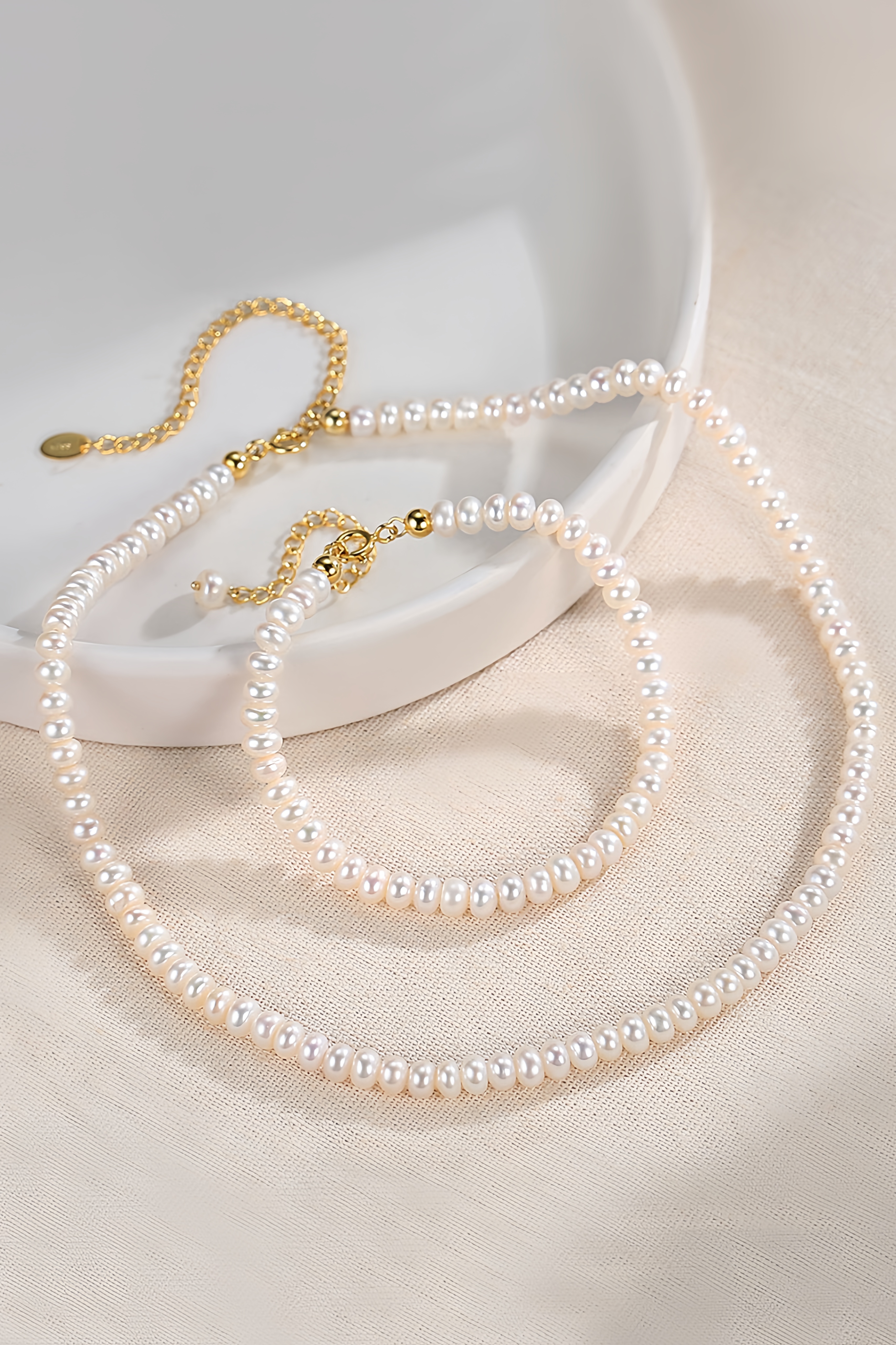 18K S95 sterling silver fashion temperament elegant and noble pearl necklace bracelet